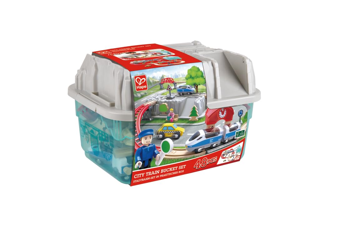 Hape E3771 Set Treno in Città pista legno 48 pezzi