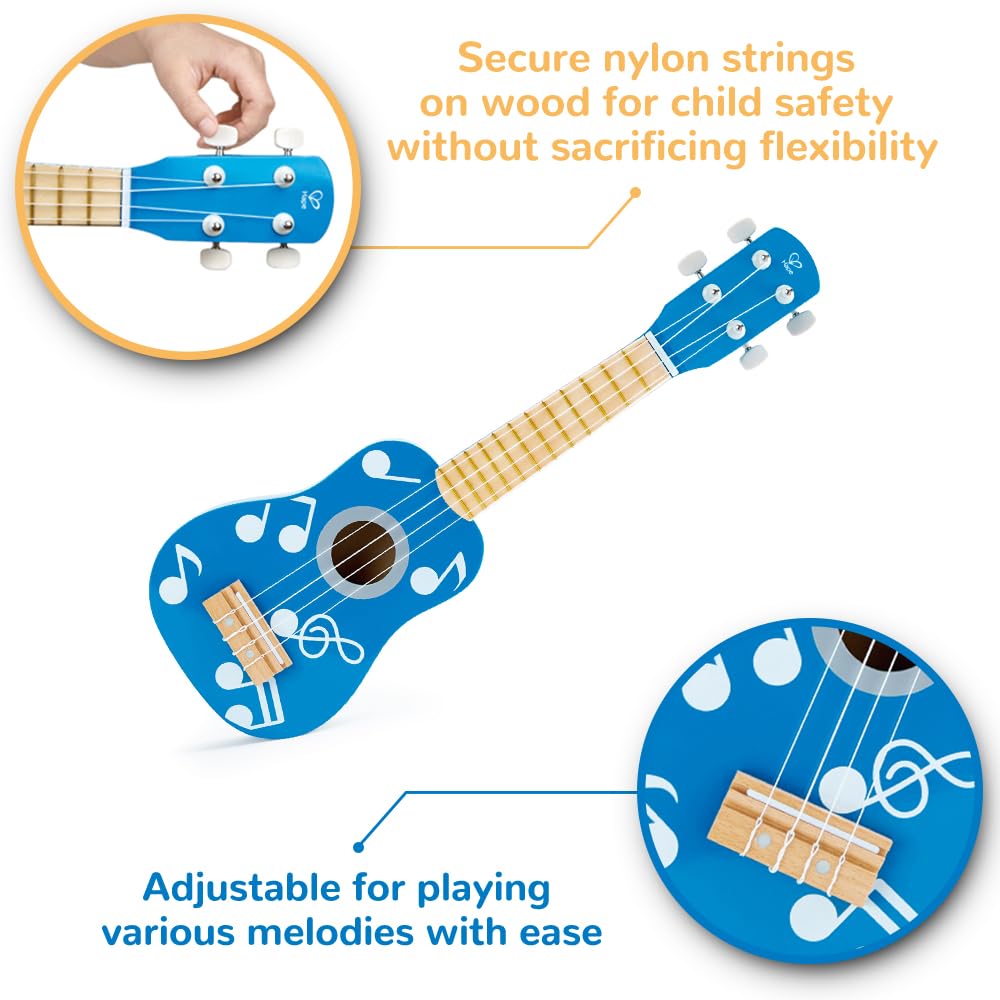 Hape E0604 ukulele giocattolo in legno blu