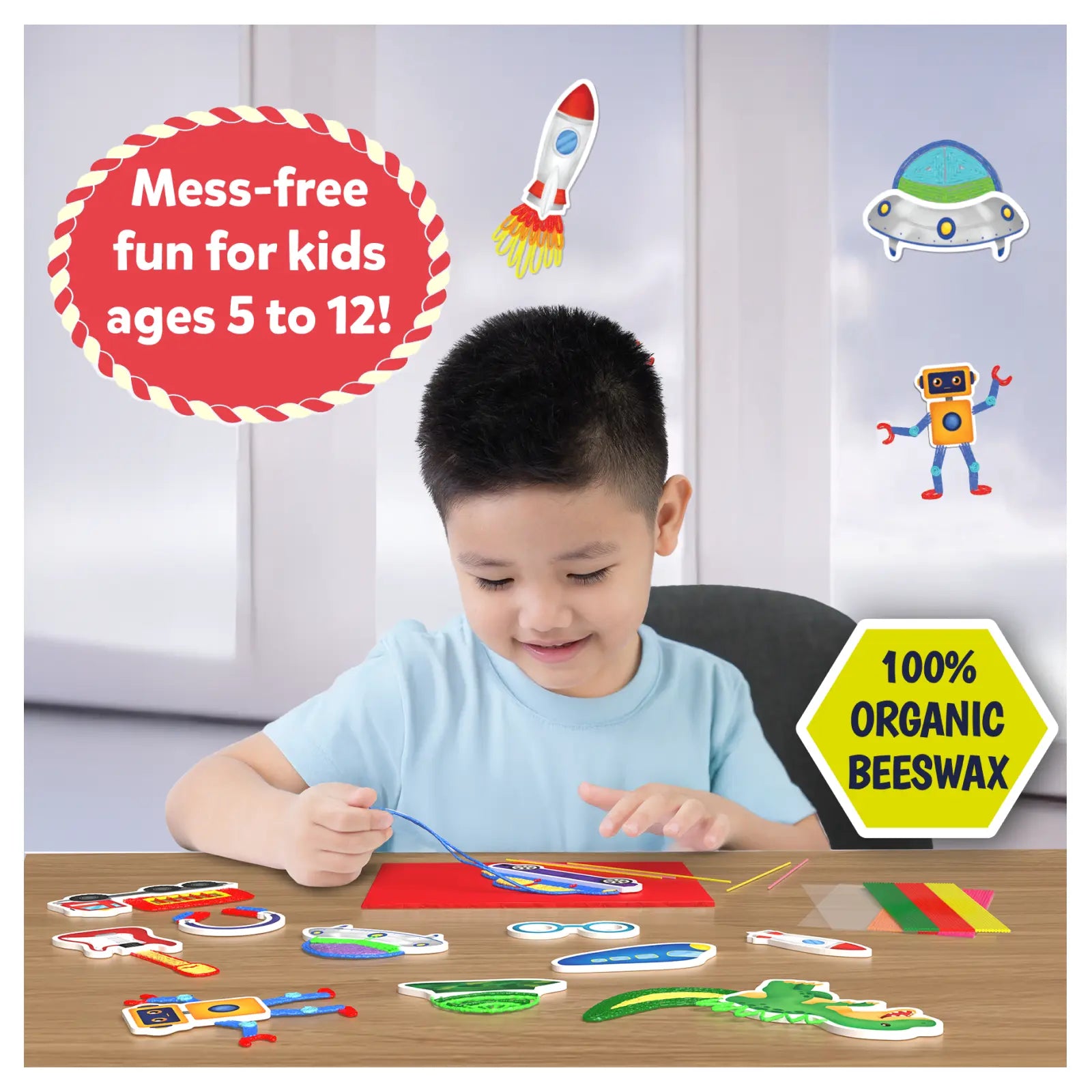 Skillmatics Waxy Window Art Cars Dinos kit creativo 5-12 anni