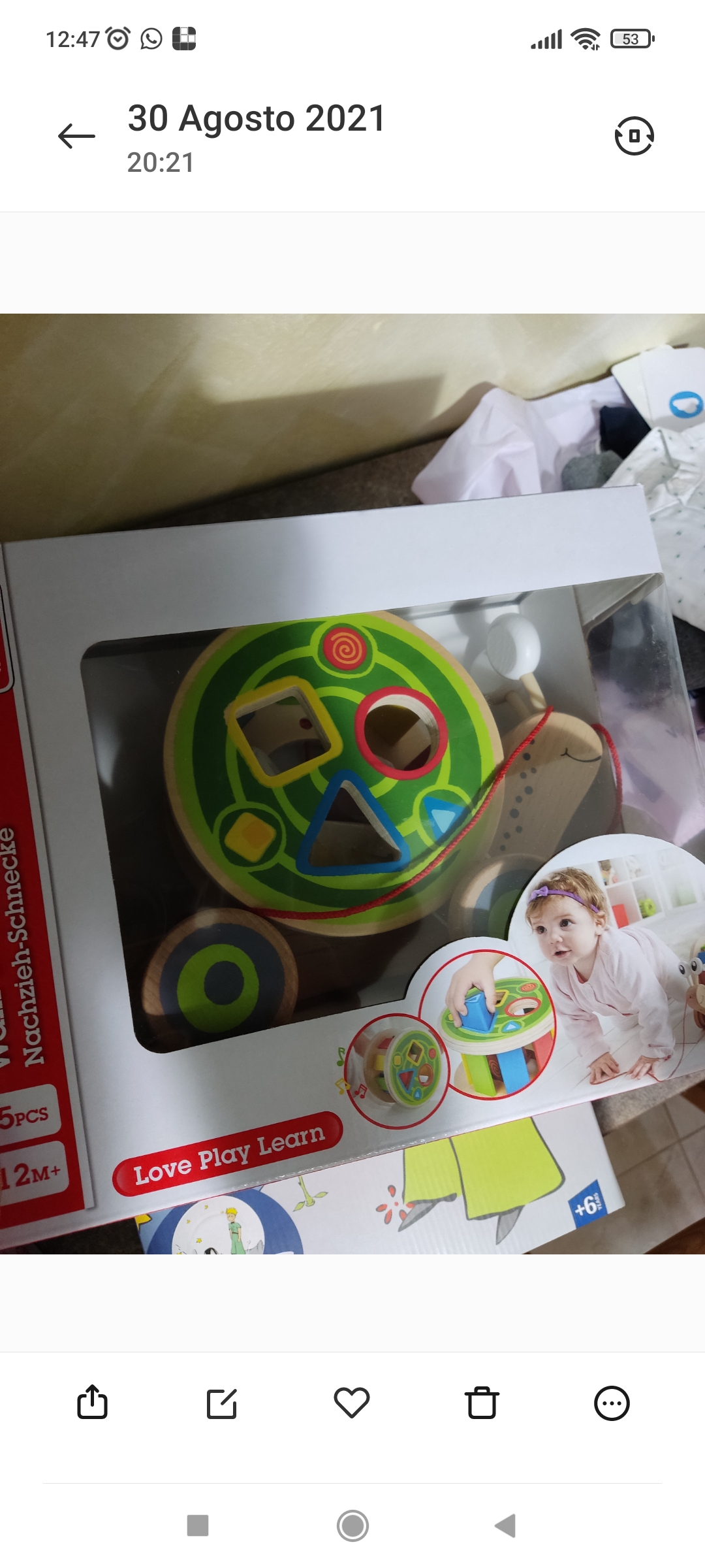 Hape Lumaca trainabile legno 2 in 1 forme incastro 12 mesi