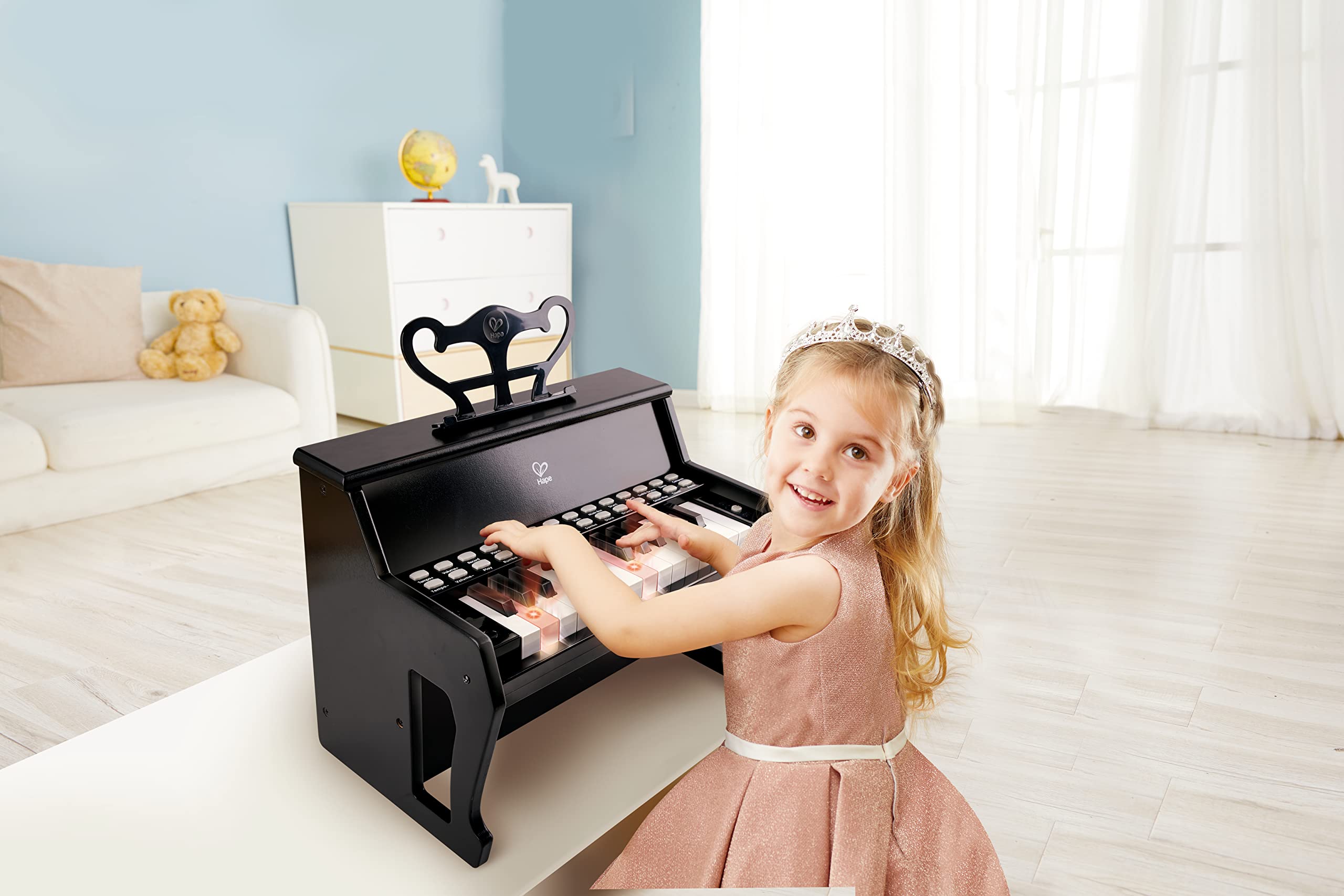 Hape Impara con le Luci Piano Nero pianoforte 25 tasti luminosi