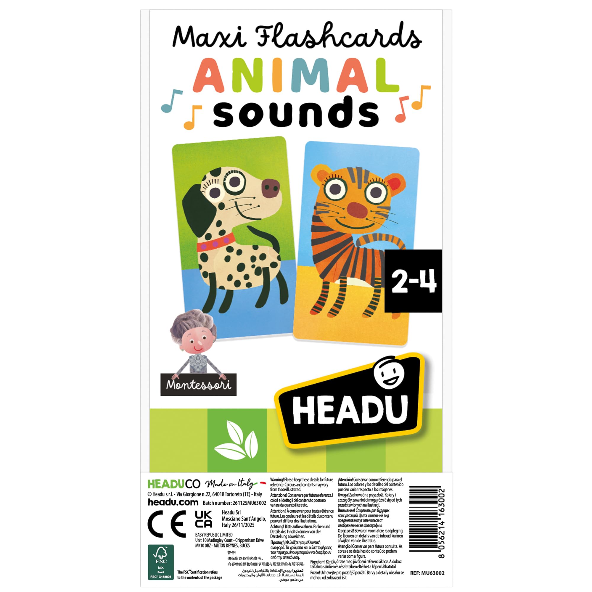 Headu Maxi Flashcards Animal carte con app 1-4 anni