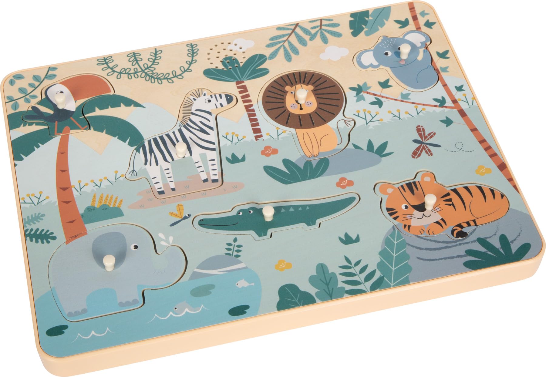 smallfoot Safari puzzle sonoro versi animali in legno 7 pezzi