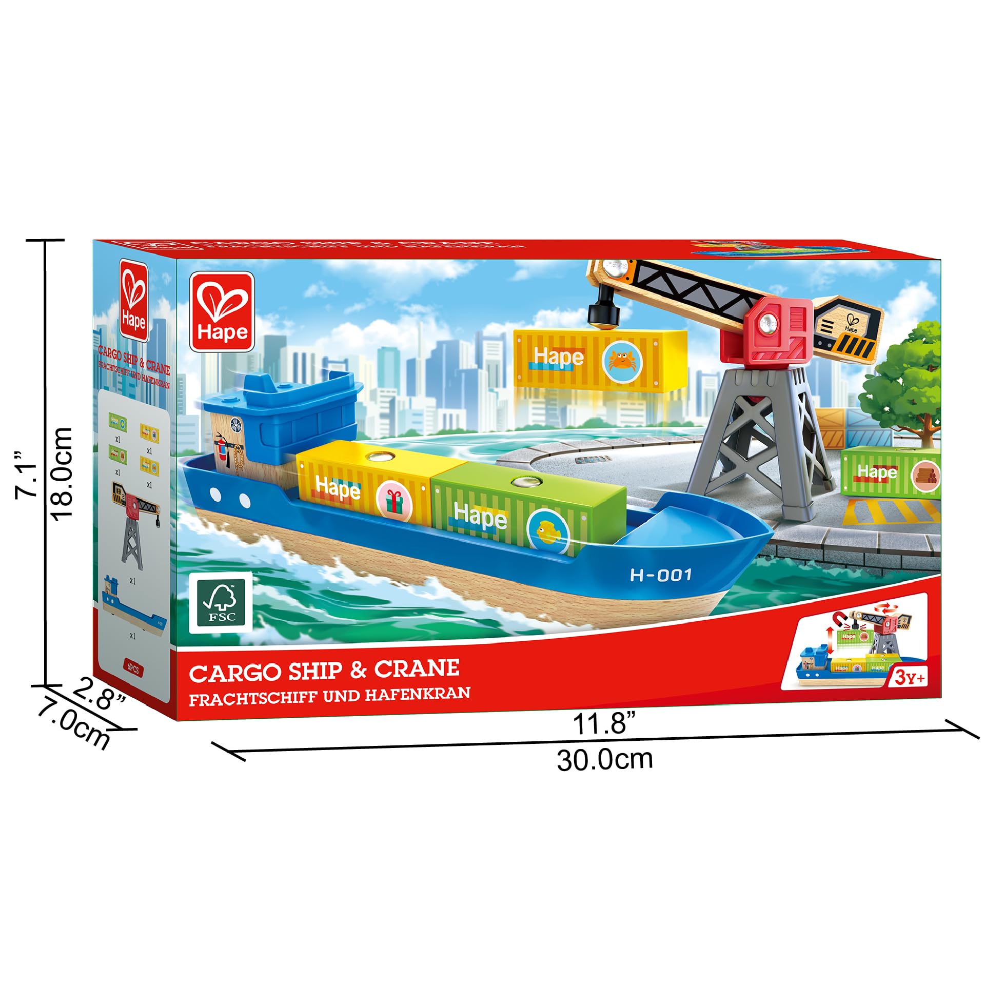 Hape nave da carico e gru giocattolo legno con magneti