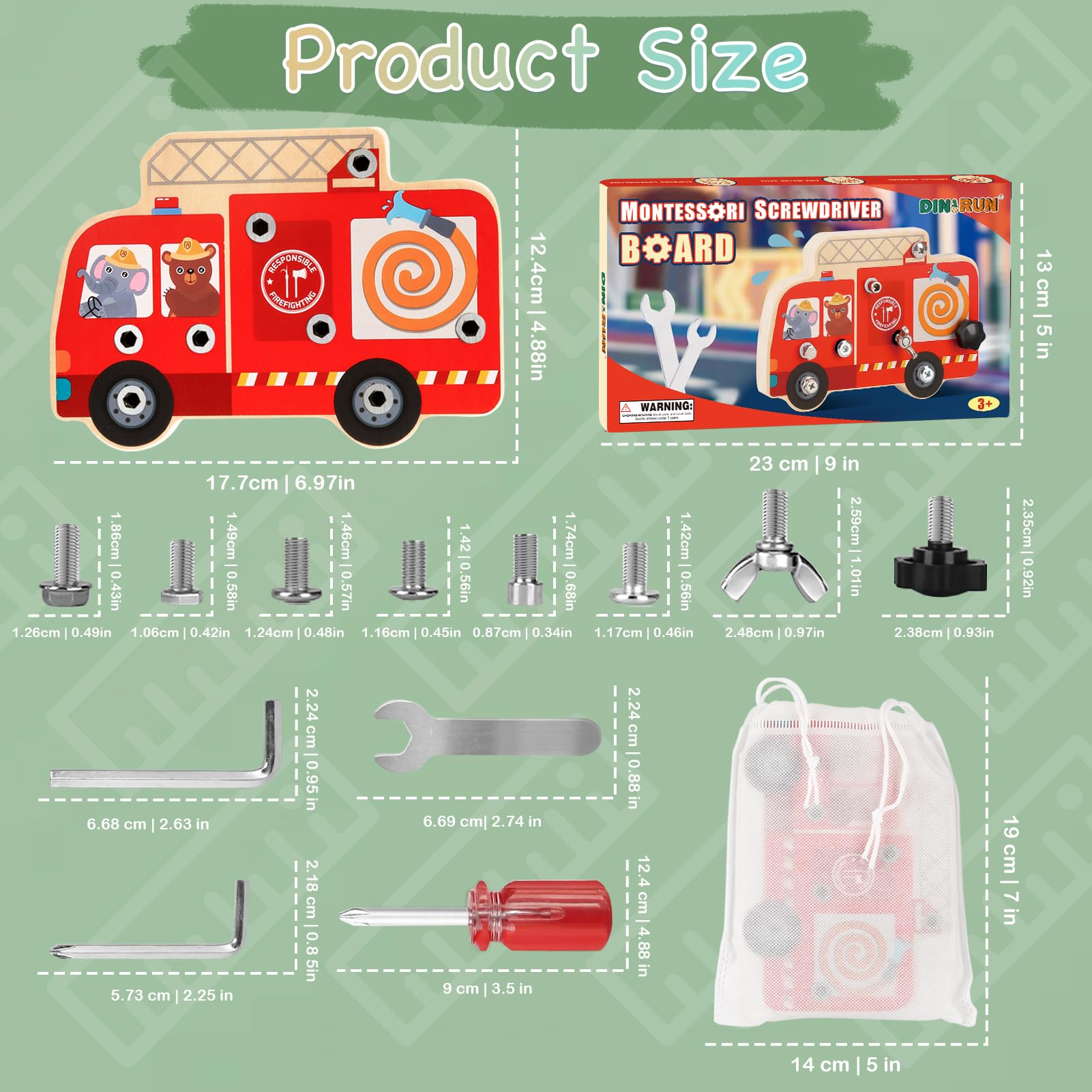 DINORUN Busy Board tavola montessori camion pompieri 3-6 anni