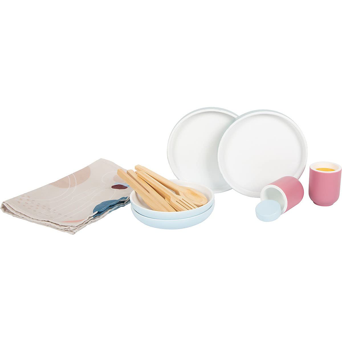 smallfoot Tasty set stoviglie legno per 2 persone blu