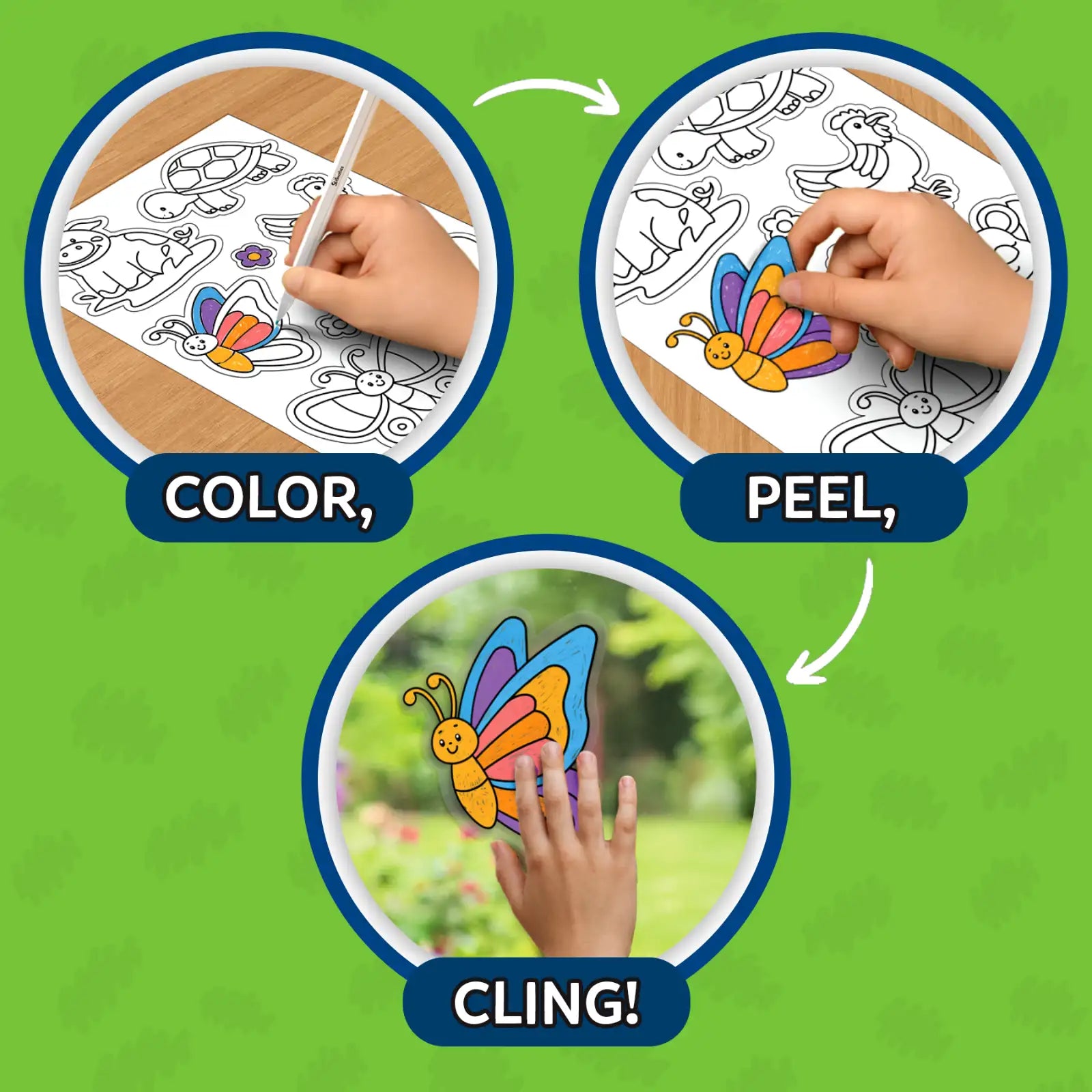 Skillmatics Color Clingz Amazing Animals adesivi statici 50 pezzi riusabili