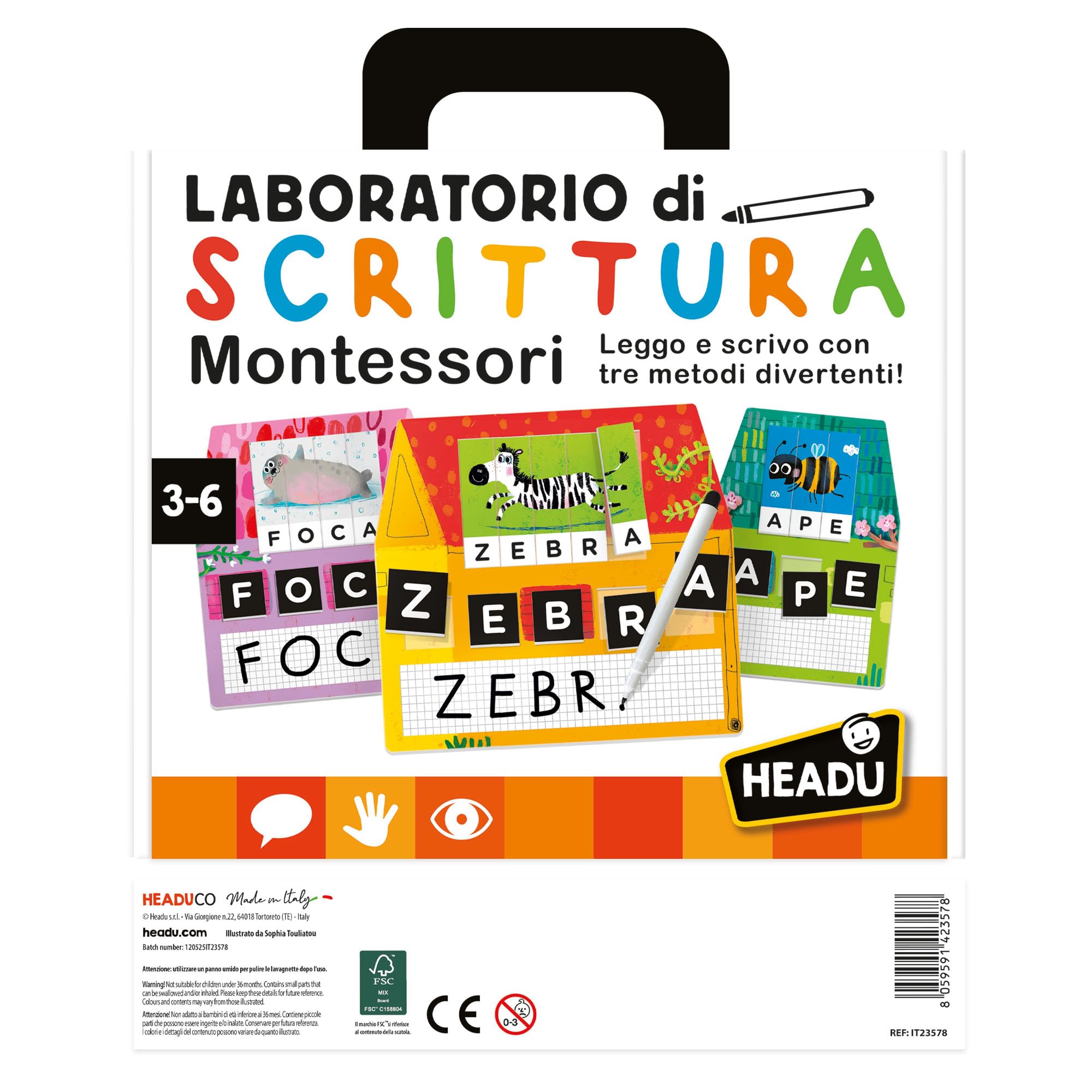 Headu Laboratorio di Scrittura Montessori gioco 3-6 anni lettere