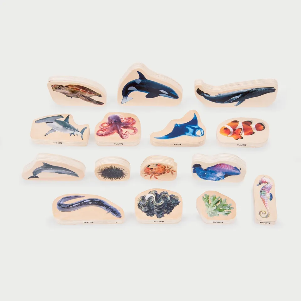 Tickit Wooden Sea Life Blocks cubi legno mare 15 pezzi