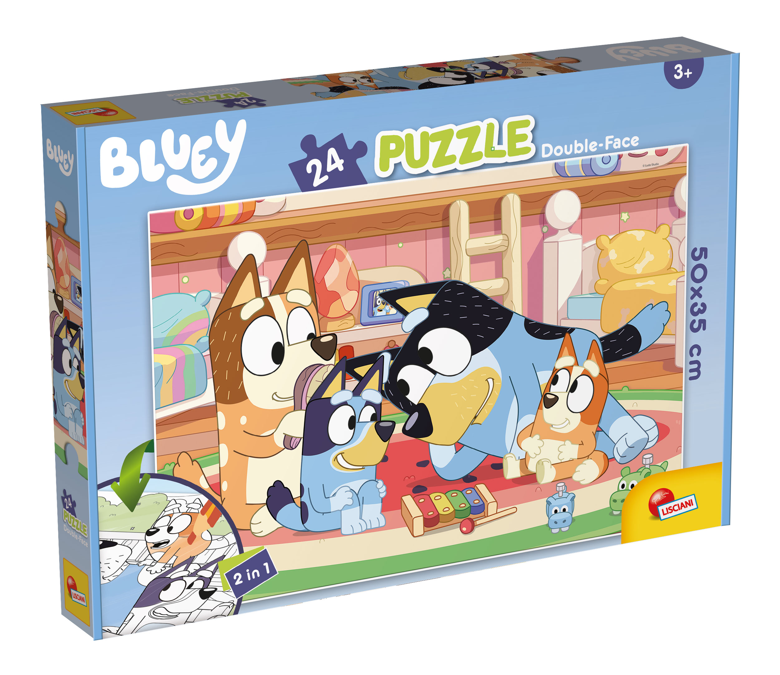 Lisciani Bluey Plus 24 puzzle double-face da colorare