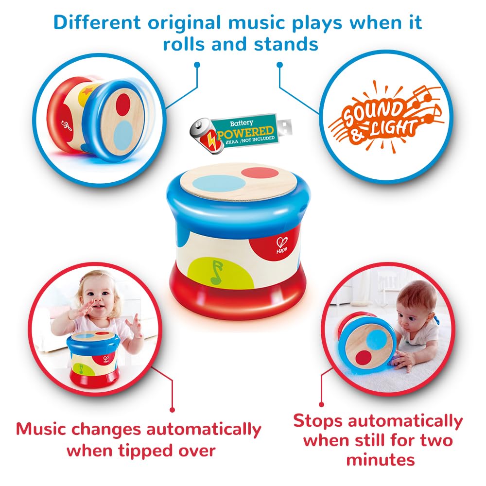 Hape Baby Tamburo musicale legno luci dai 6 mesi