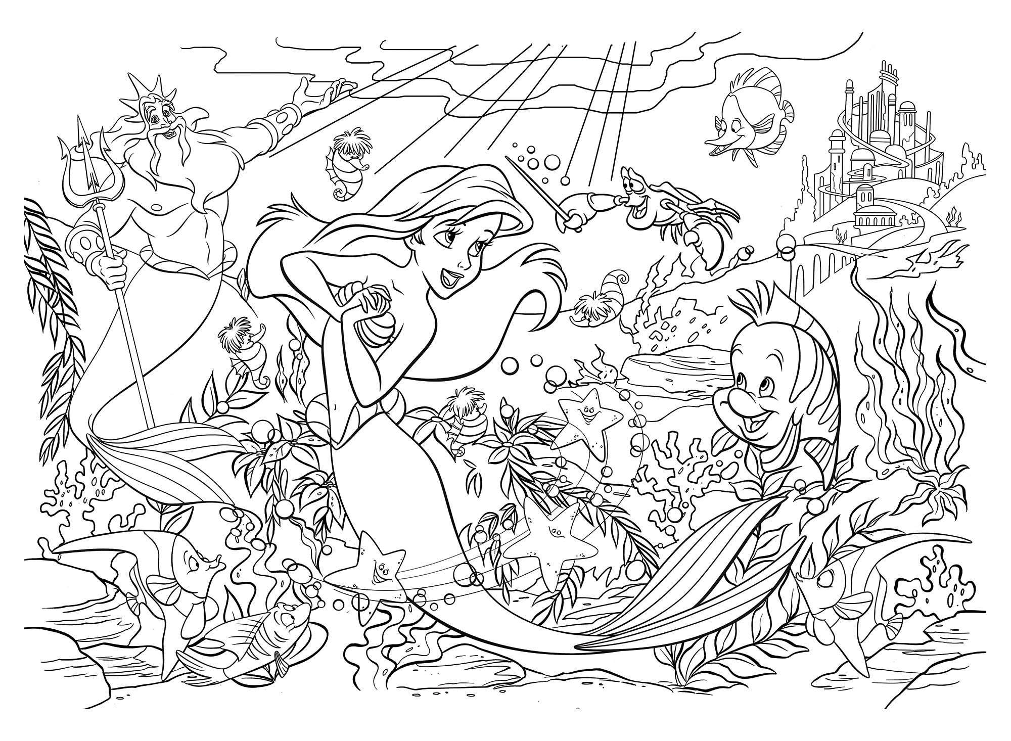 Lisciani Disney Maxi Floor 35 puzzle Sirenetta double-face