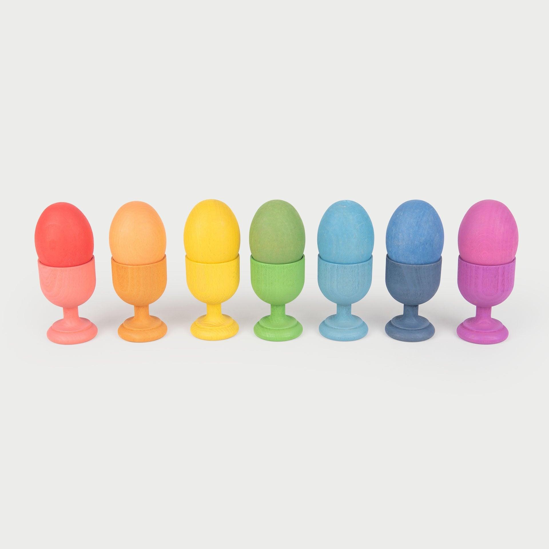 Tickit Rainbow Egg Cups Portauova Legno 7 Pezzi Colori