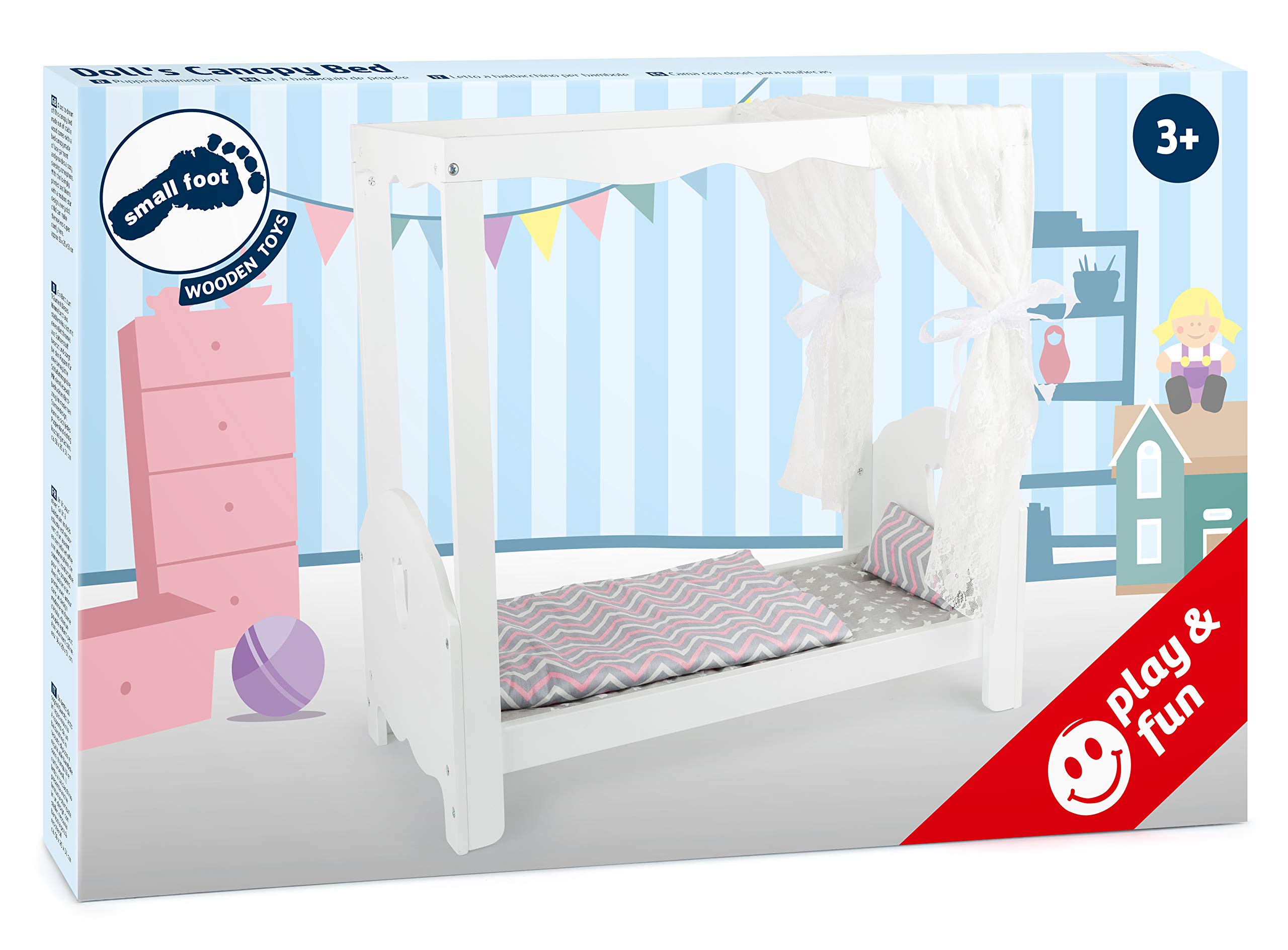 smallfoot 12023 letto a baldacchino per bambole stelle