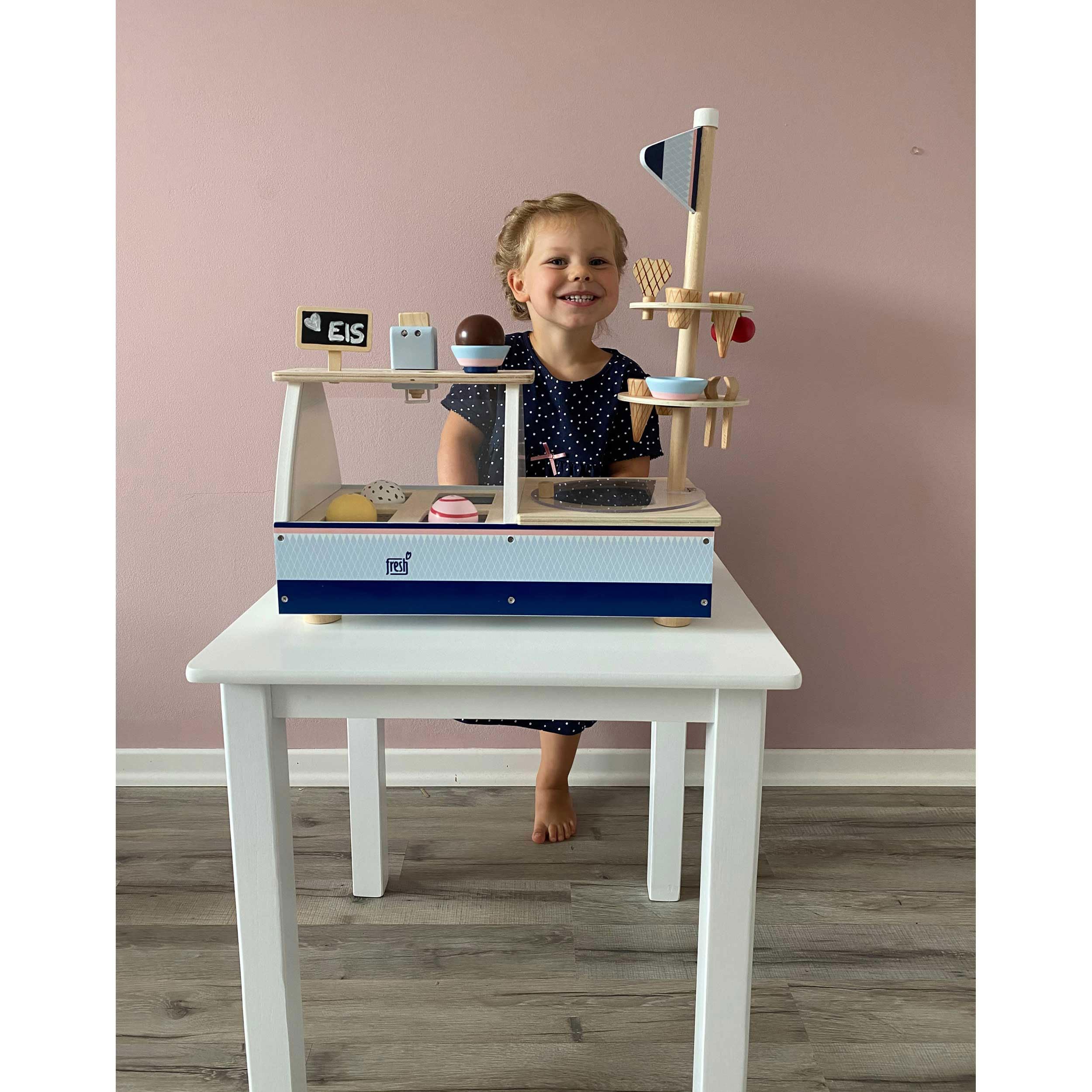 smallfoot Fresh bancone gelato legno blu rosa con accessori