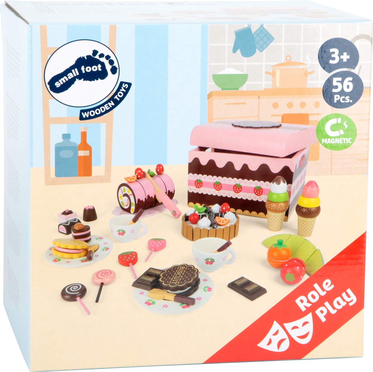 smallfoot 2847 Scatola Caramelle scatola dolci legno 56 pezzi