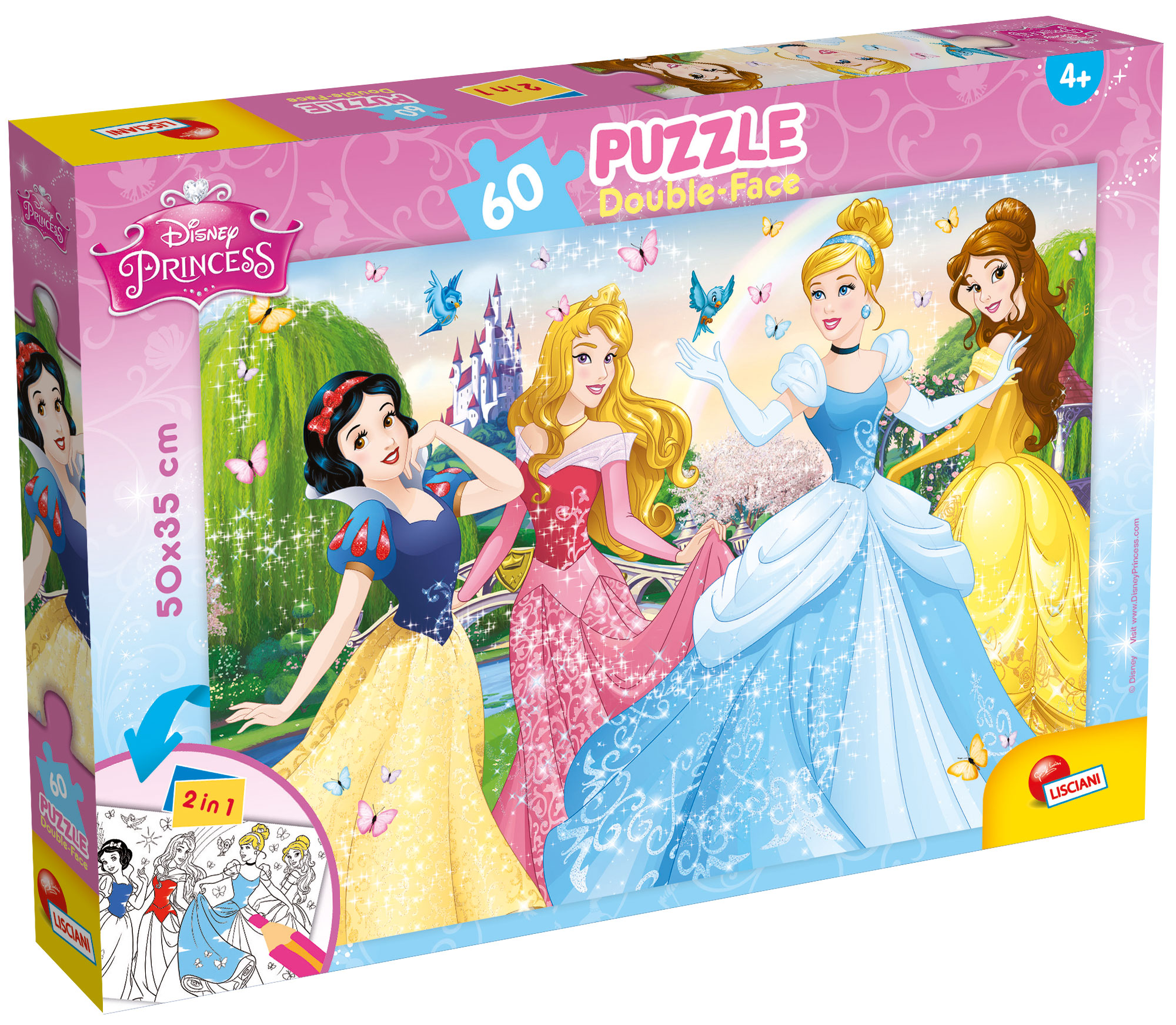 Lisciani Disney Puzzle DF Plus 60 Princess puzzle 60 pezzi double-face