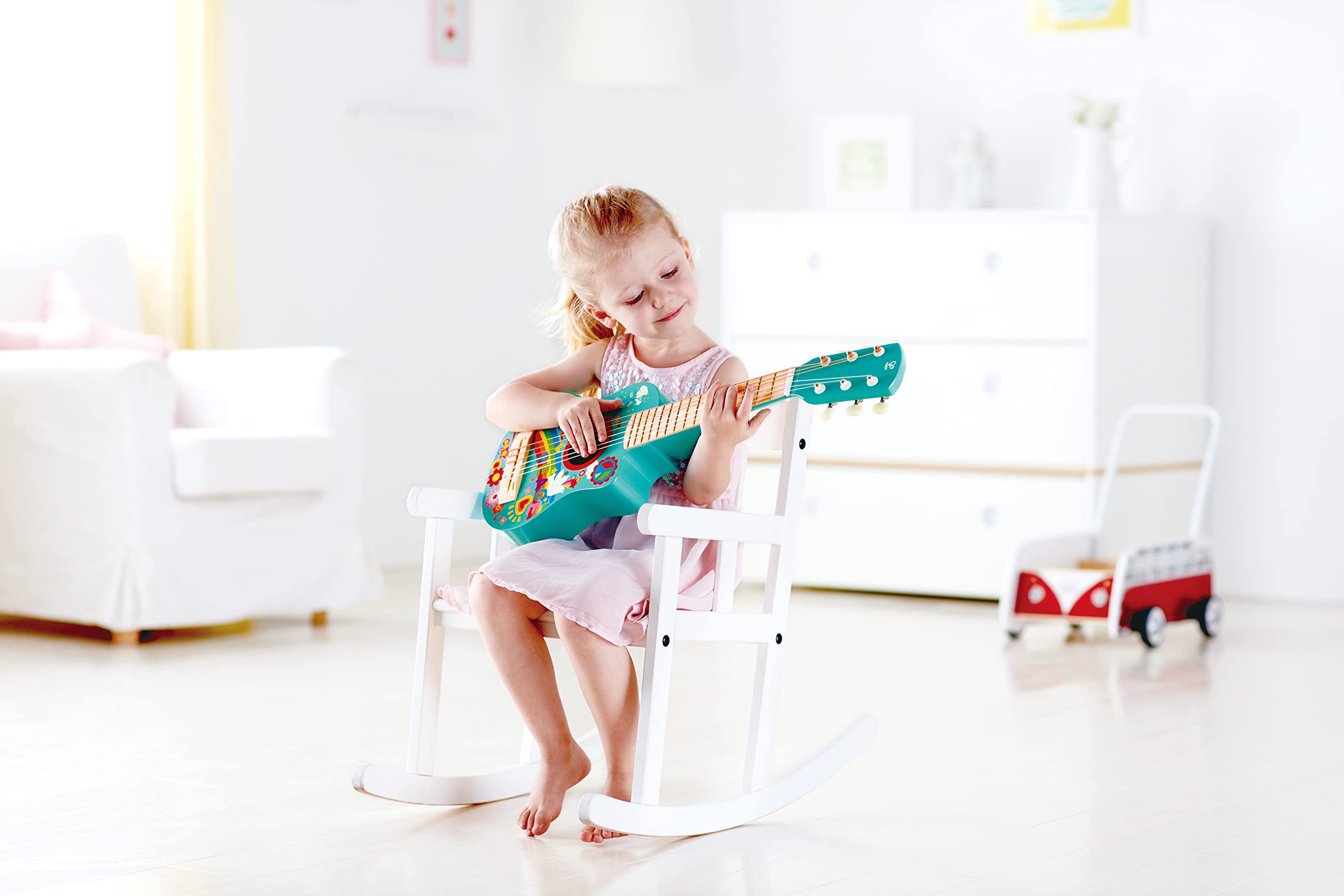 Hape Figli dei Fiori chitarra bambini legno blu E0600