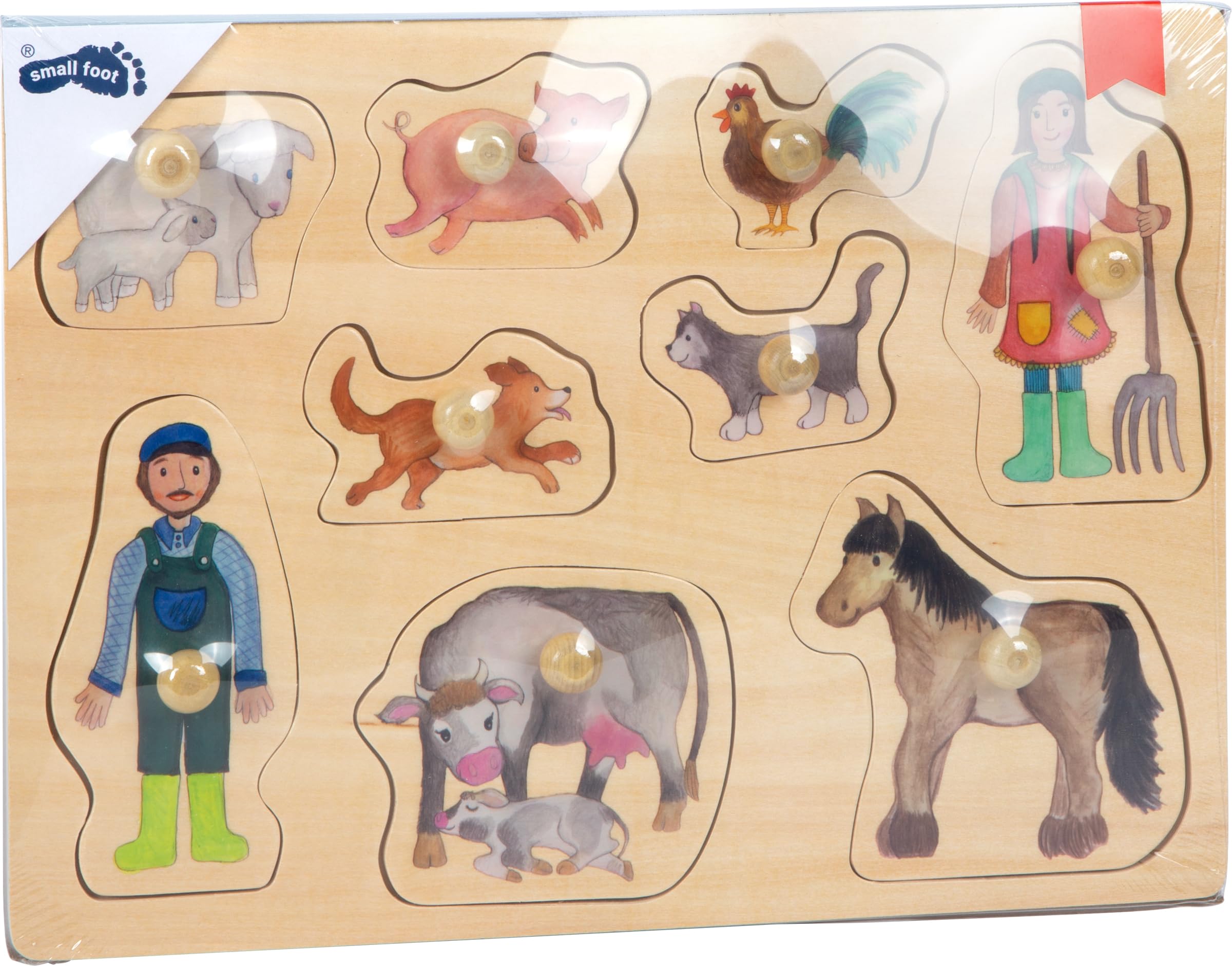 smallfoot 11500 puzzle fattoria 9 pezzi in legno