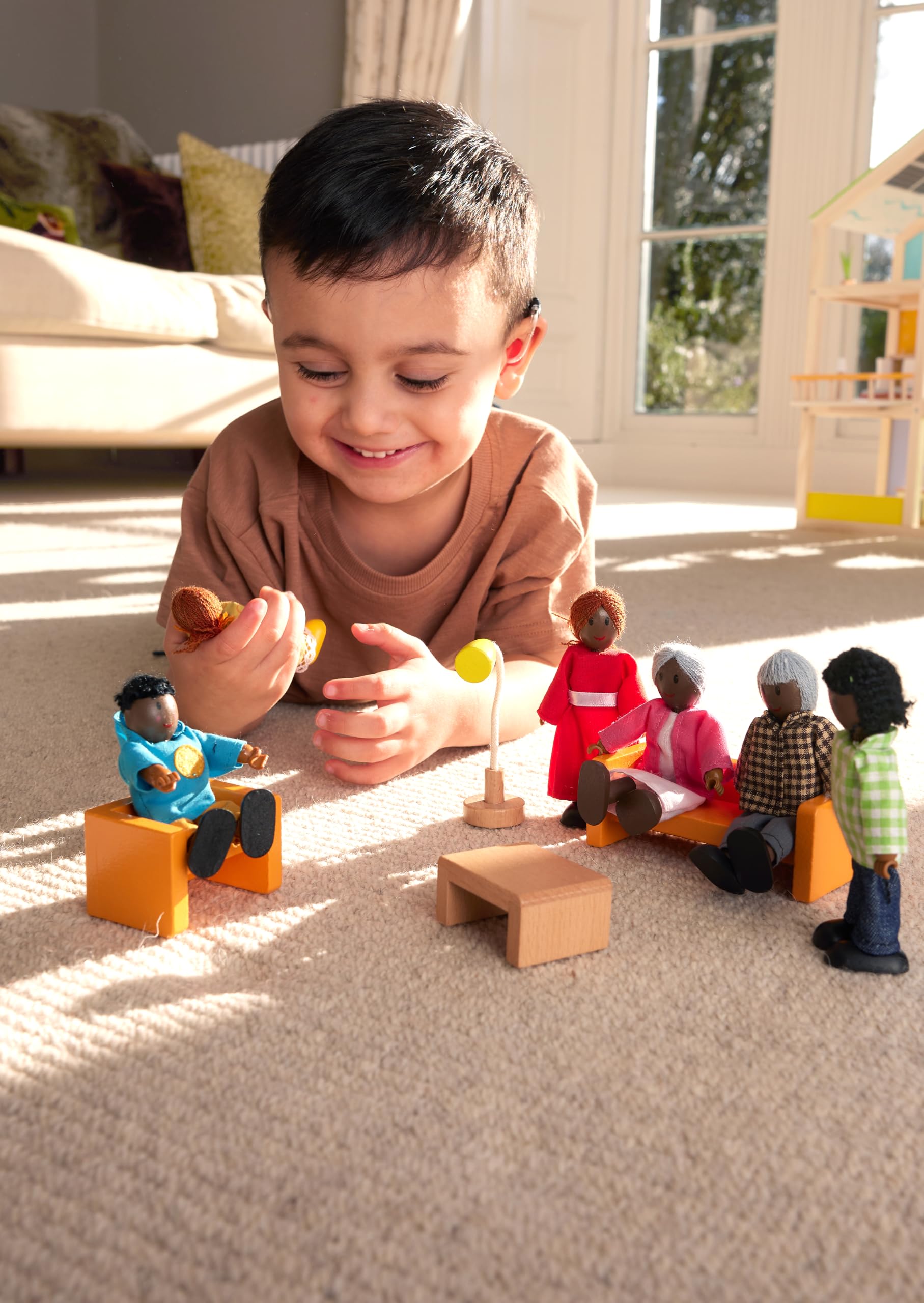 Hape Famiglia Felice bambole legno afroamericana