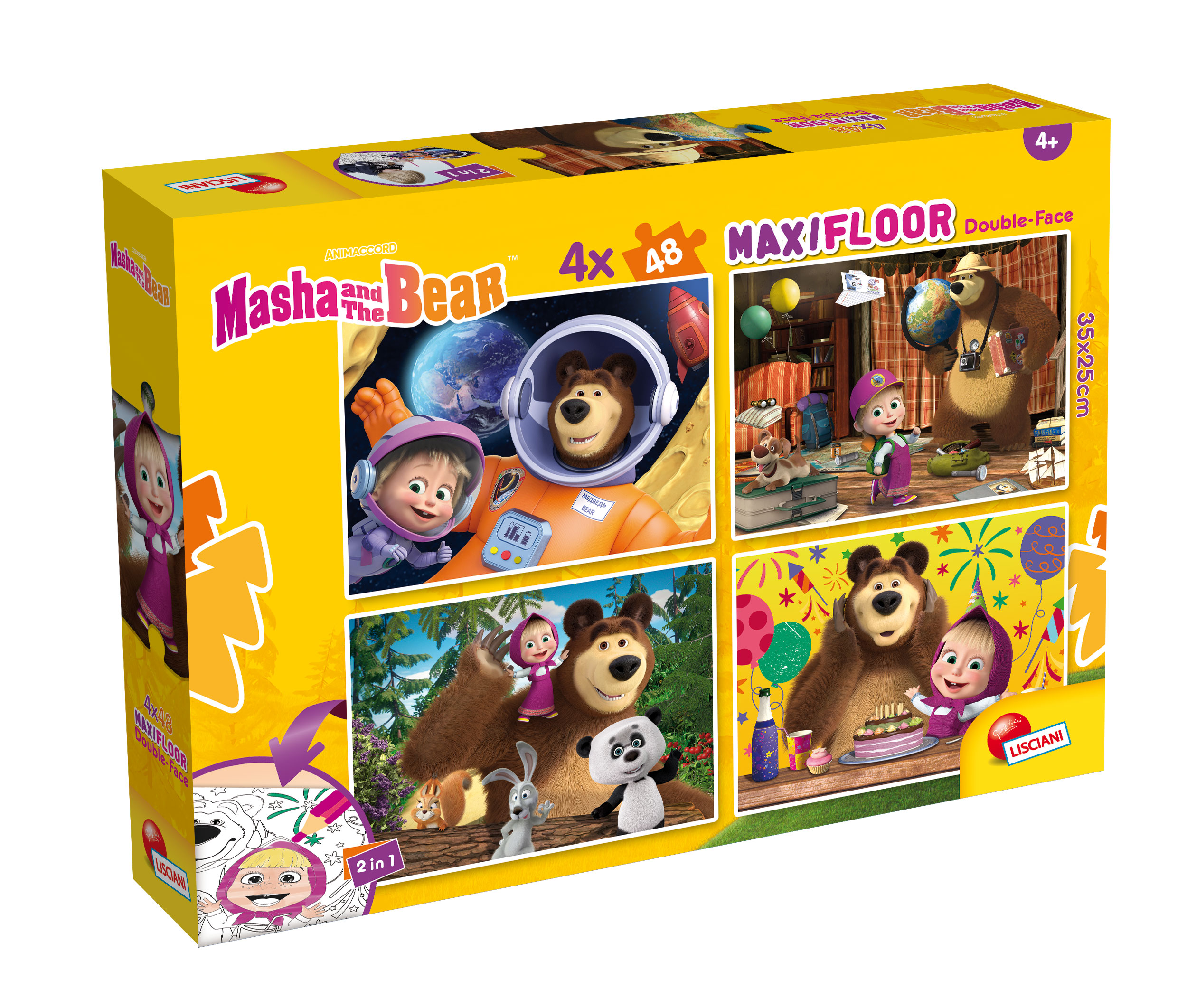 Lisciani Masha Puzzle Maxifloor 4x48 bambini da colorare