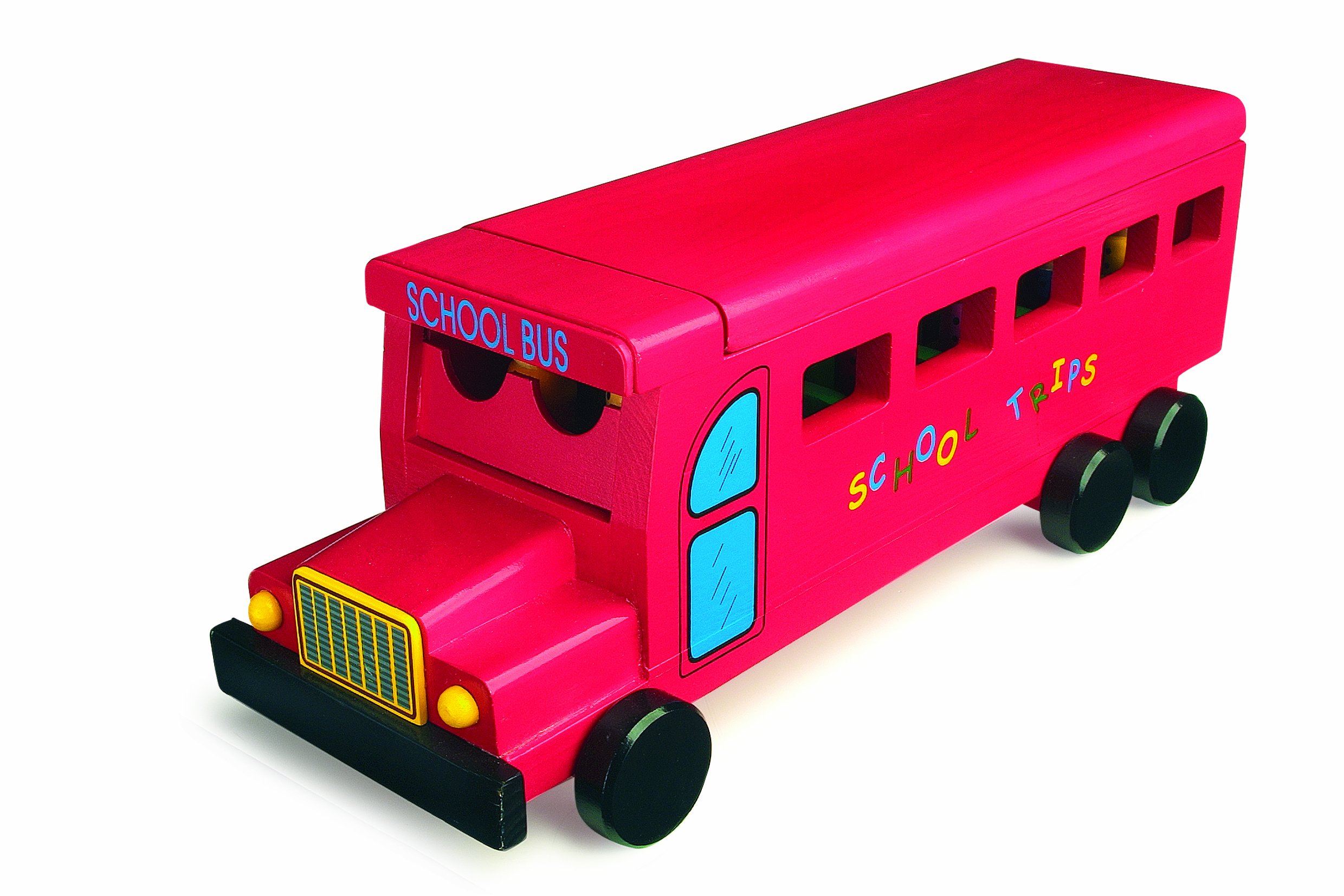 smallfoot 7535 bus scolastico in legno rosso con passeggeri