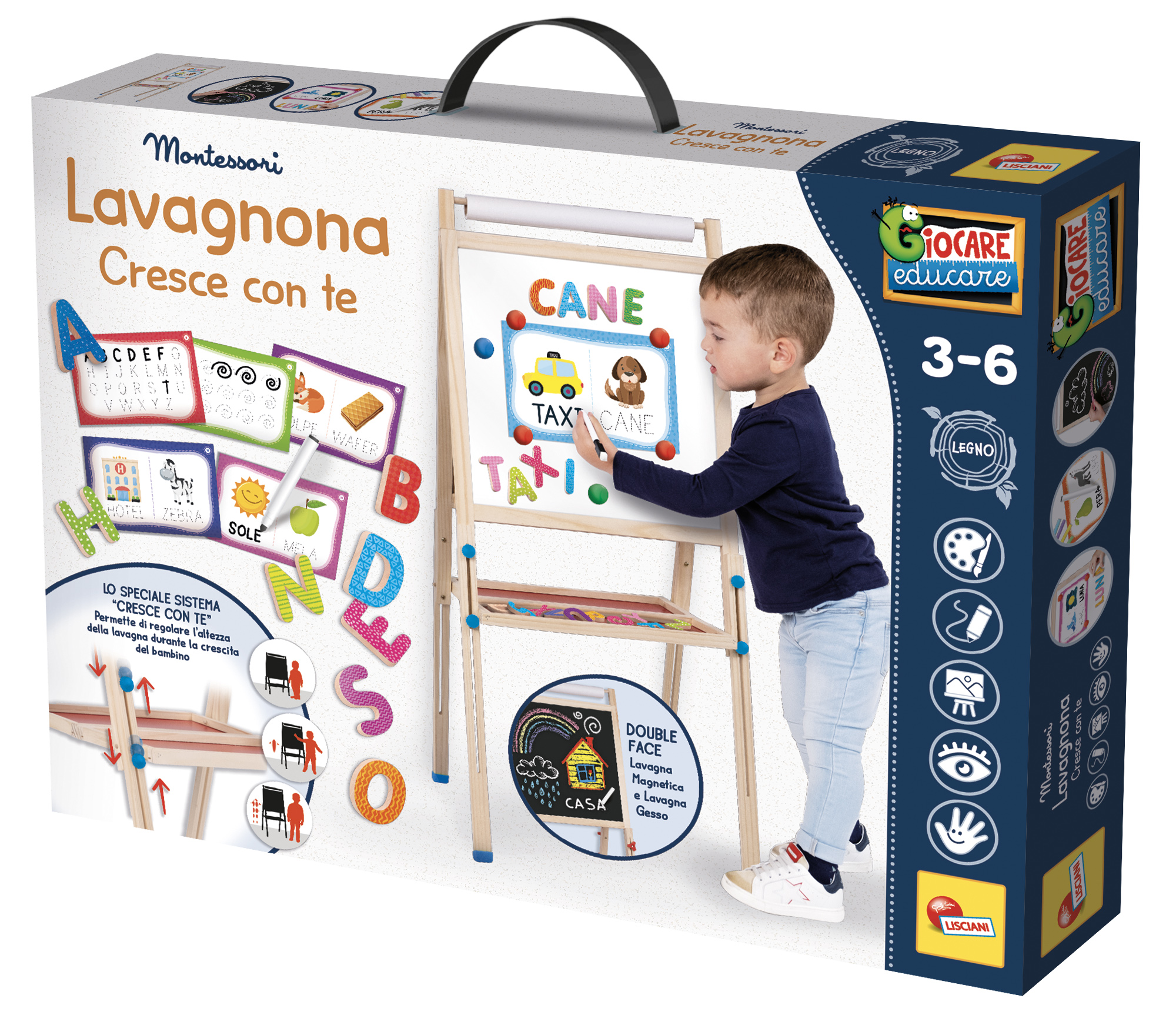 Lisciani Montessori Lavagnona legno lavagna Cresce Con Te