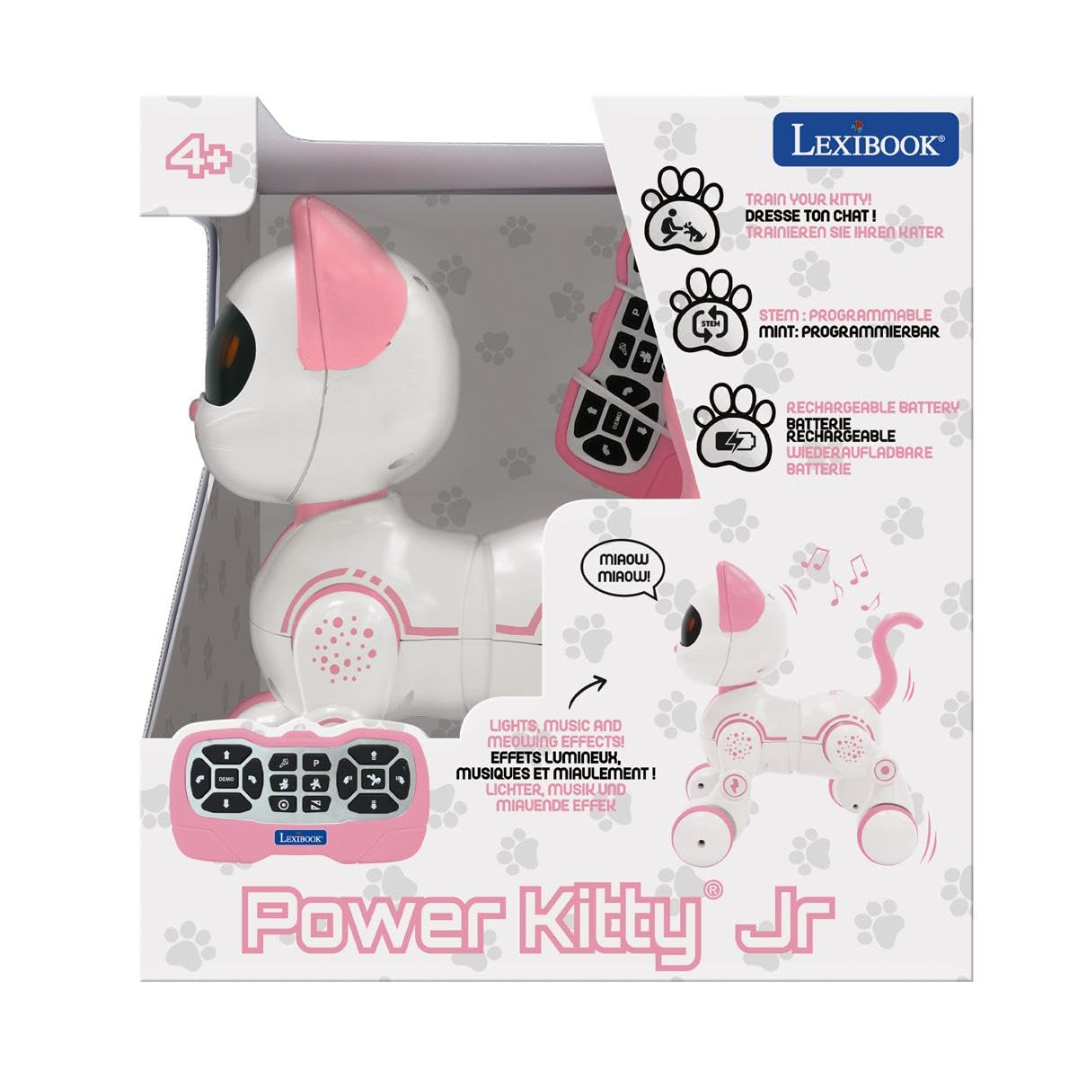 Lexibook Power Kitty Jr KIT01LXB gatto robot rosa/bianco coding