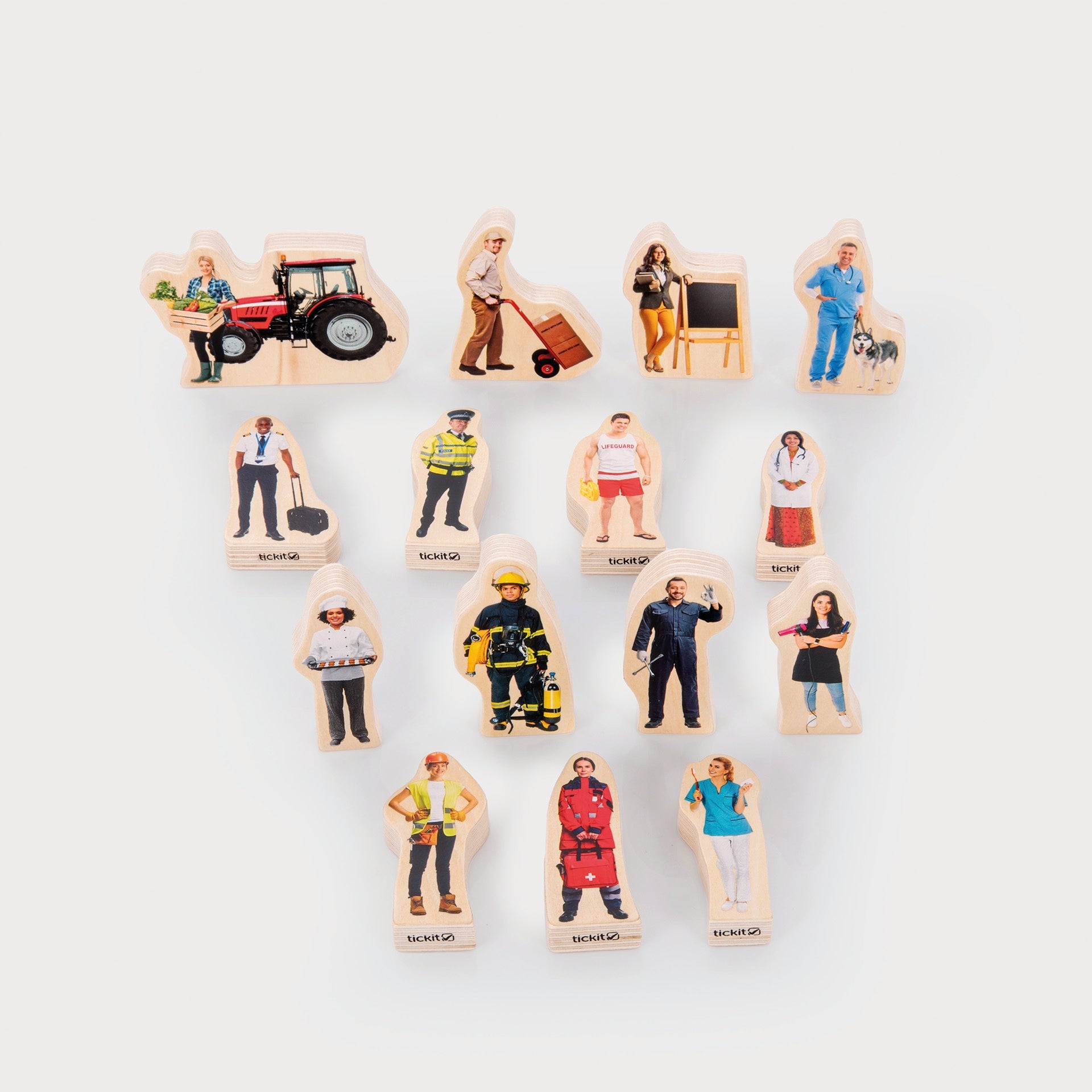 Tickit Wooden People Who Help Us cubi legno mestieri 15 pezzi