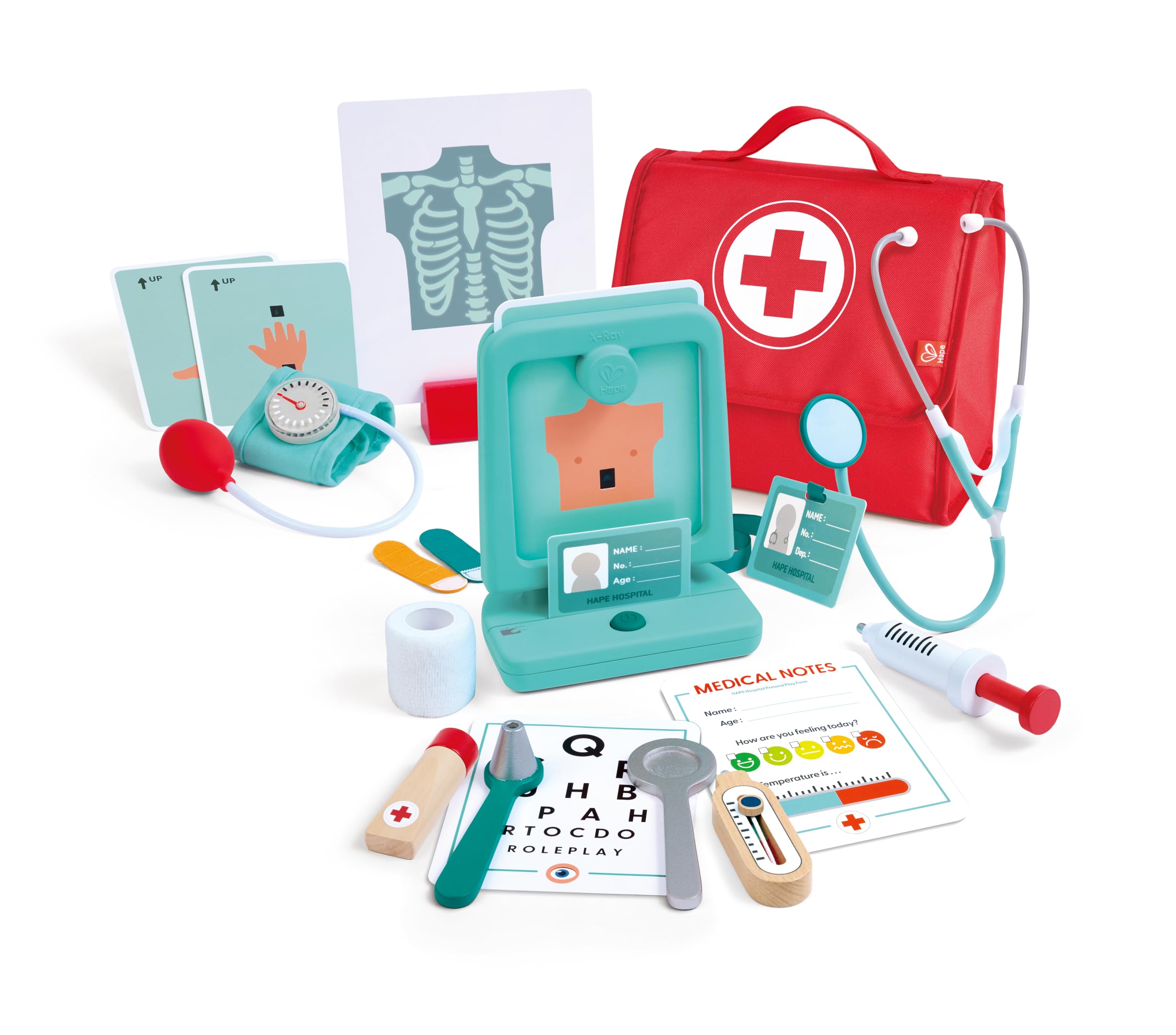 Hape Set Medico kit dottore legno con raggi X interattivi