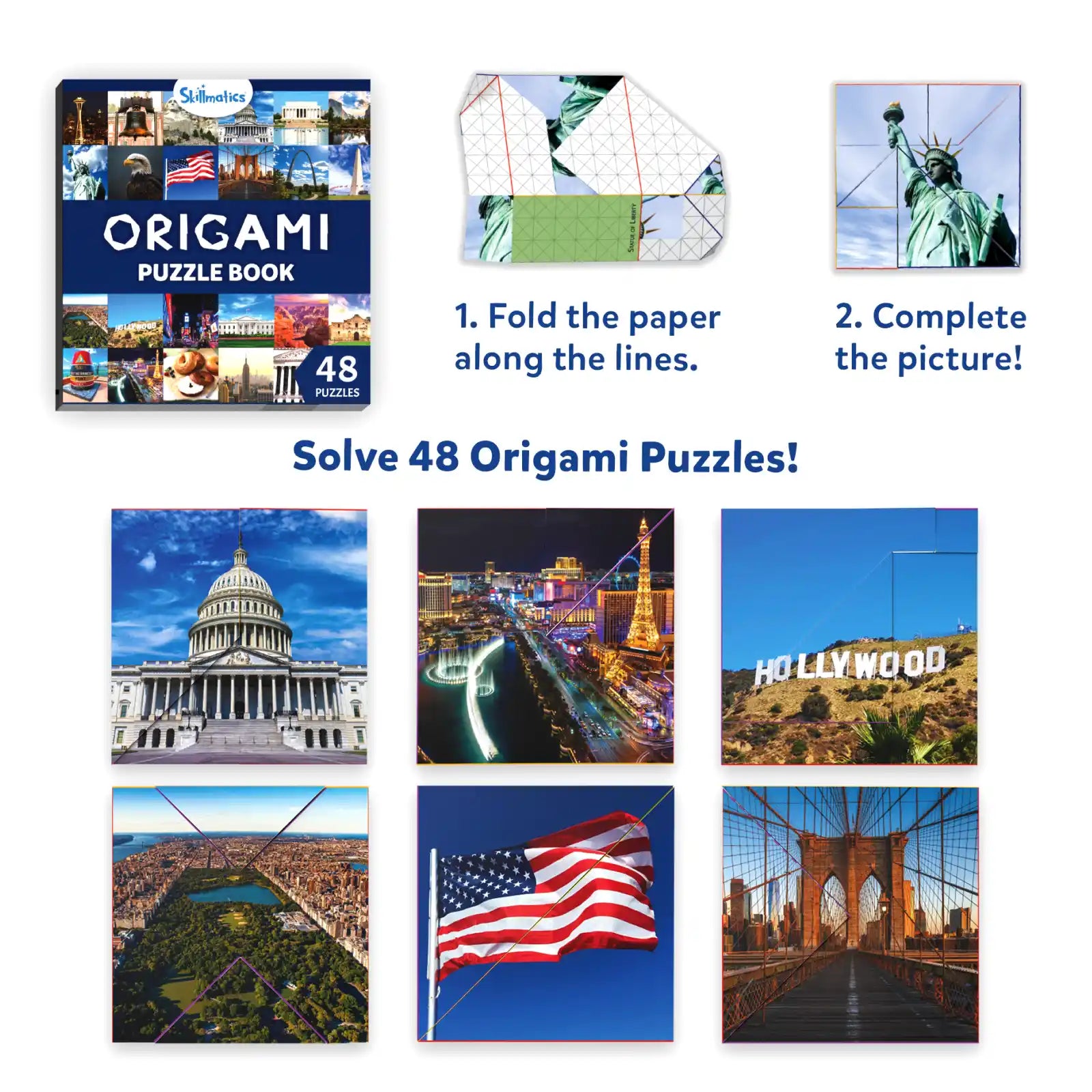 Skillmatics Craft-O-Pedia USA libro origami 48 puzzle 7+