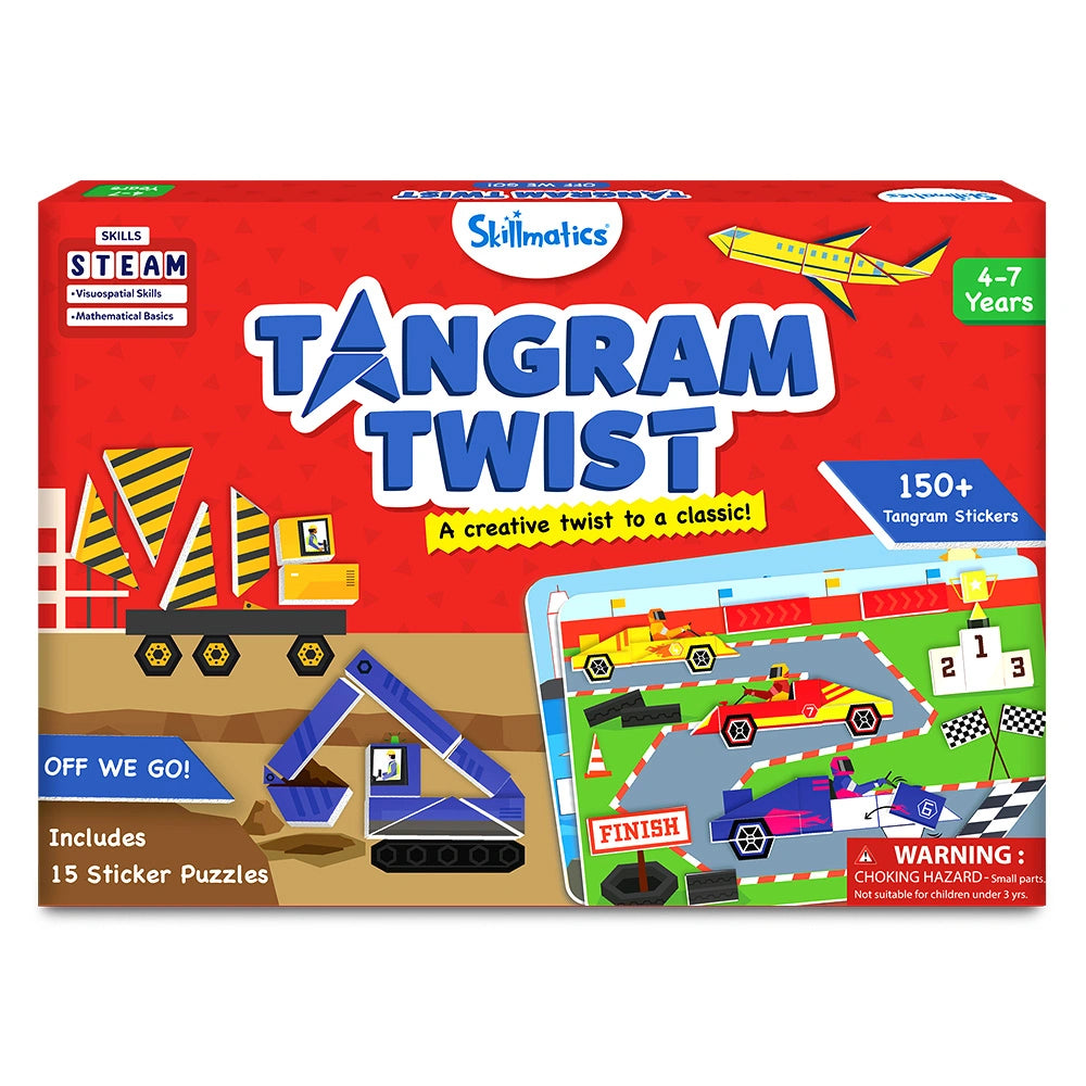 Skillmatics Tangram Twist Off We Go! puzzle sticker 4-7 anni