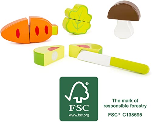 smallfoot 10891 set verdure in legno 9 pezzi taglio