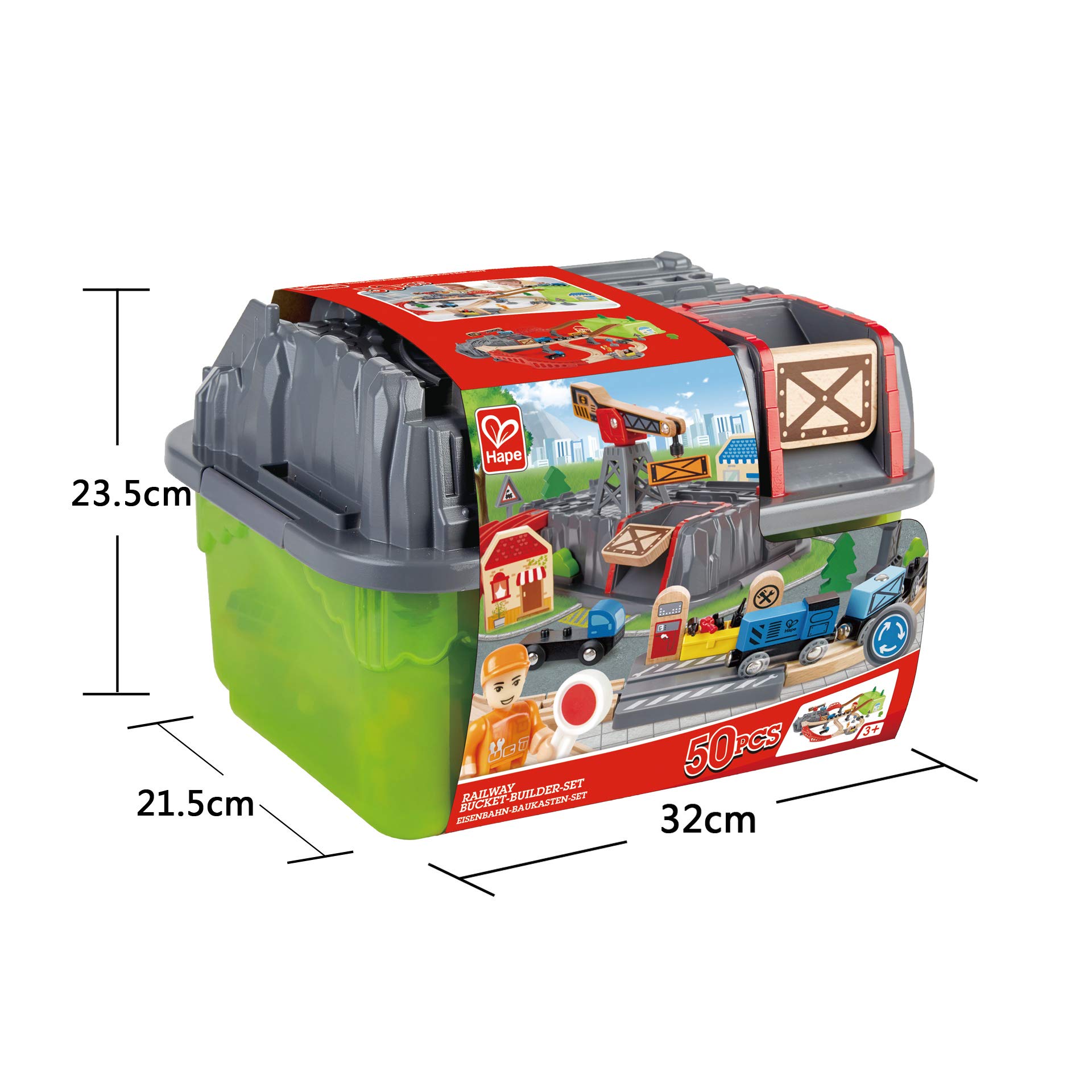 Hape Set Treno Legno 50 Pezzi con Gru e Binari