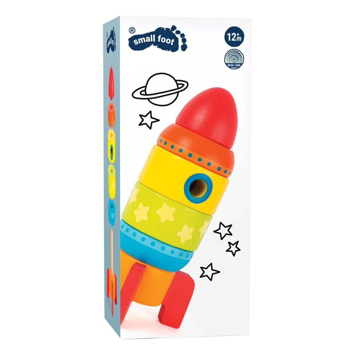 smallfoot 10588 razzo impilabile legno 6 pezzi colori