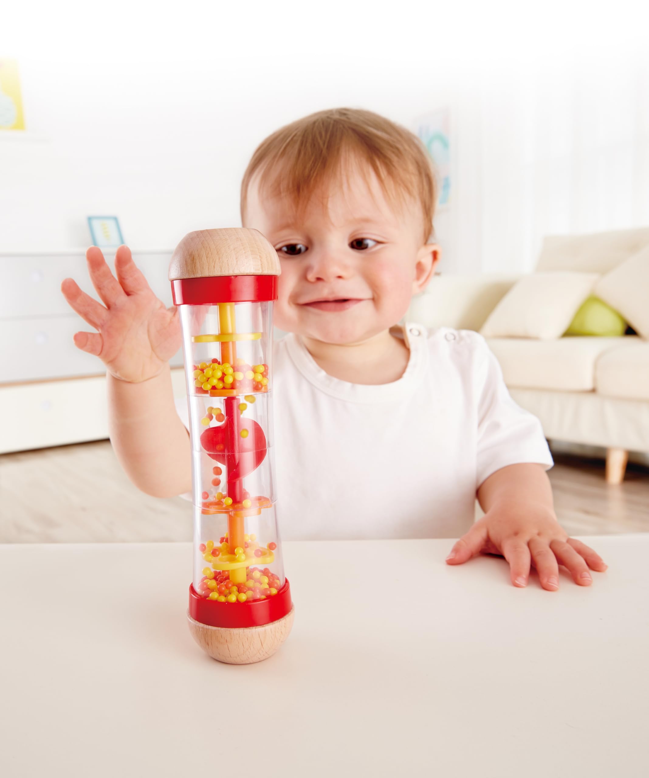 Hape Cascata di Perline bastone della pioggia rosso in legno
