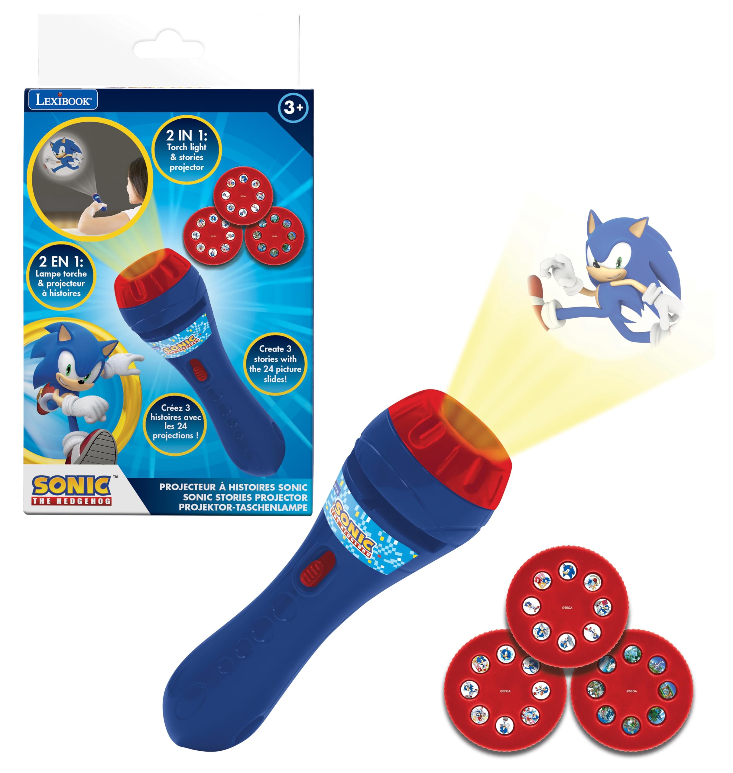 Lexibook Sonic LTC050SN proiettore storie rosso/blu 24 immagini
