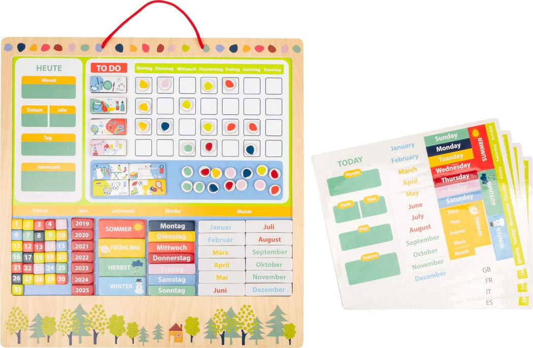 smallfoot 11460 Educate calendario magnetico legno 5 lingue