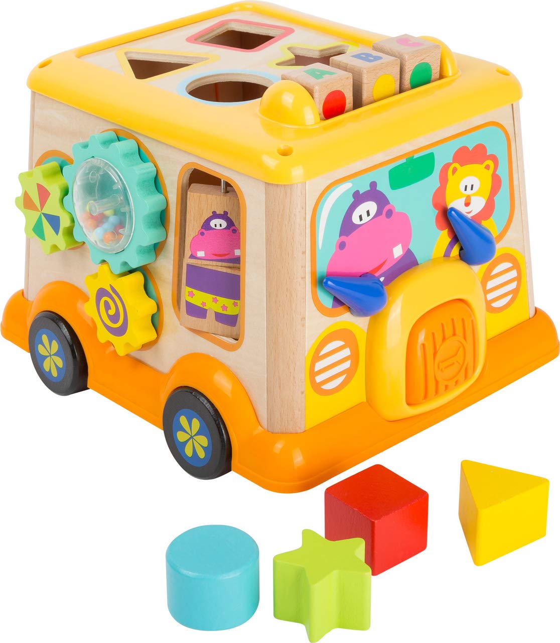 smallfoot scuolabus cubo attività in legno bambini