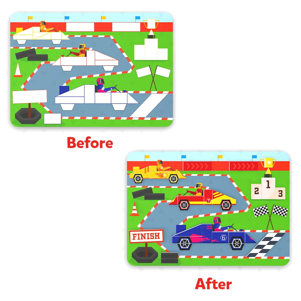 Skillmatics Tangram Twist Off We Go! puzzle sticker 4-7 anni