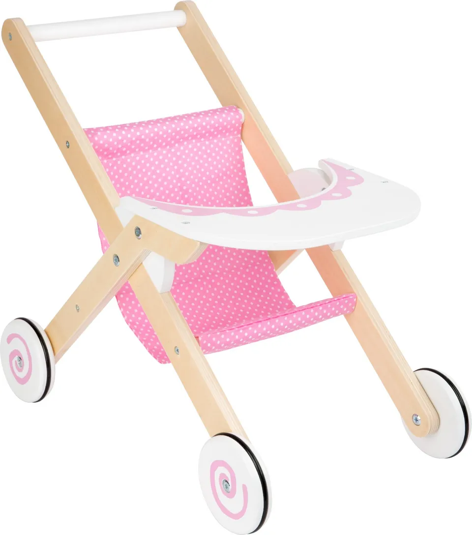 smallfoot 10741 Passeggino Bambole Legno con Tavolino