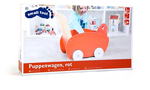 smallfoot 10025 carrozzina rossa per bambole in legno