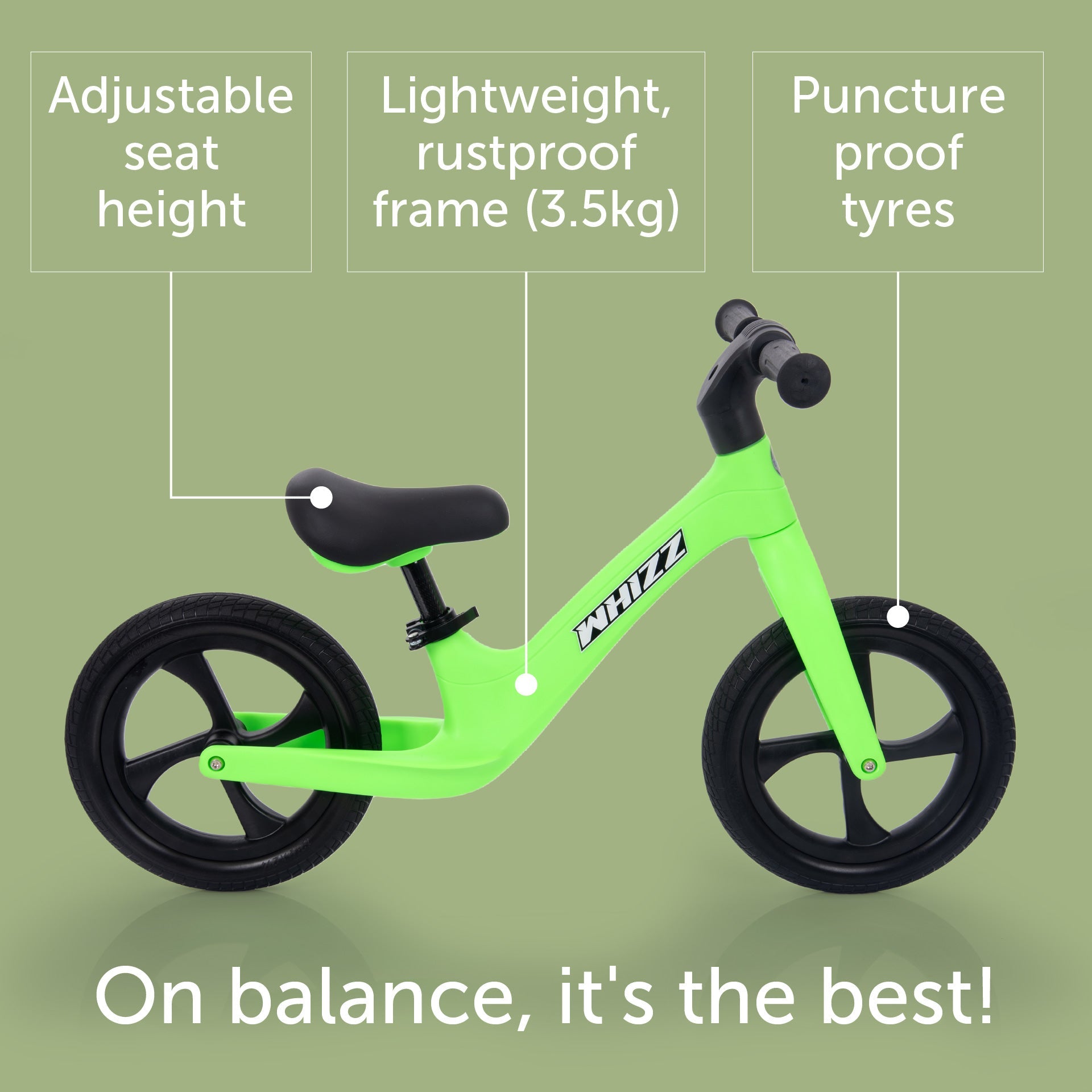 Tickit Whizz Balance Bike bici senza pedali verde