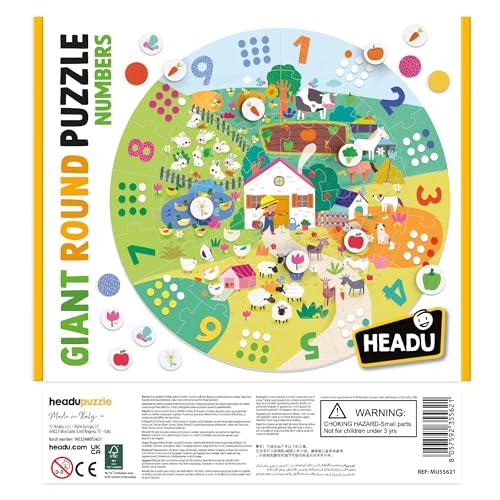 Headu Numbers Gioca e Conta puzzle bambini fattoria 37 pezzi