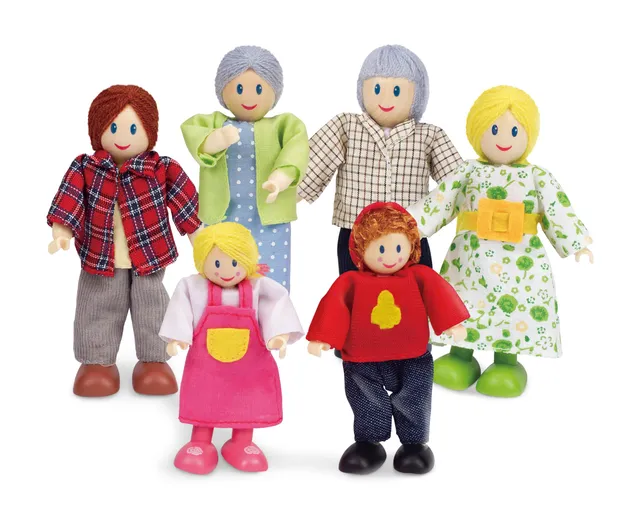 Hape E3500 Famiglia Felice personaggi legno 6 pezzi