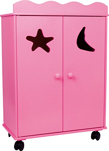 smallfoot 2880 Pink armadio bambole in legno con ruote