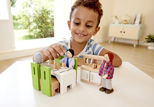 Hape sala da pranzo casa bambole legno con piatti e posate