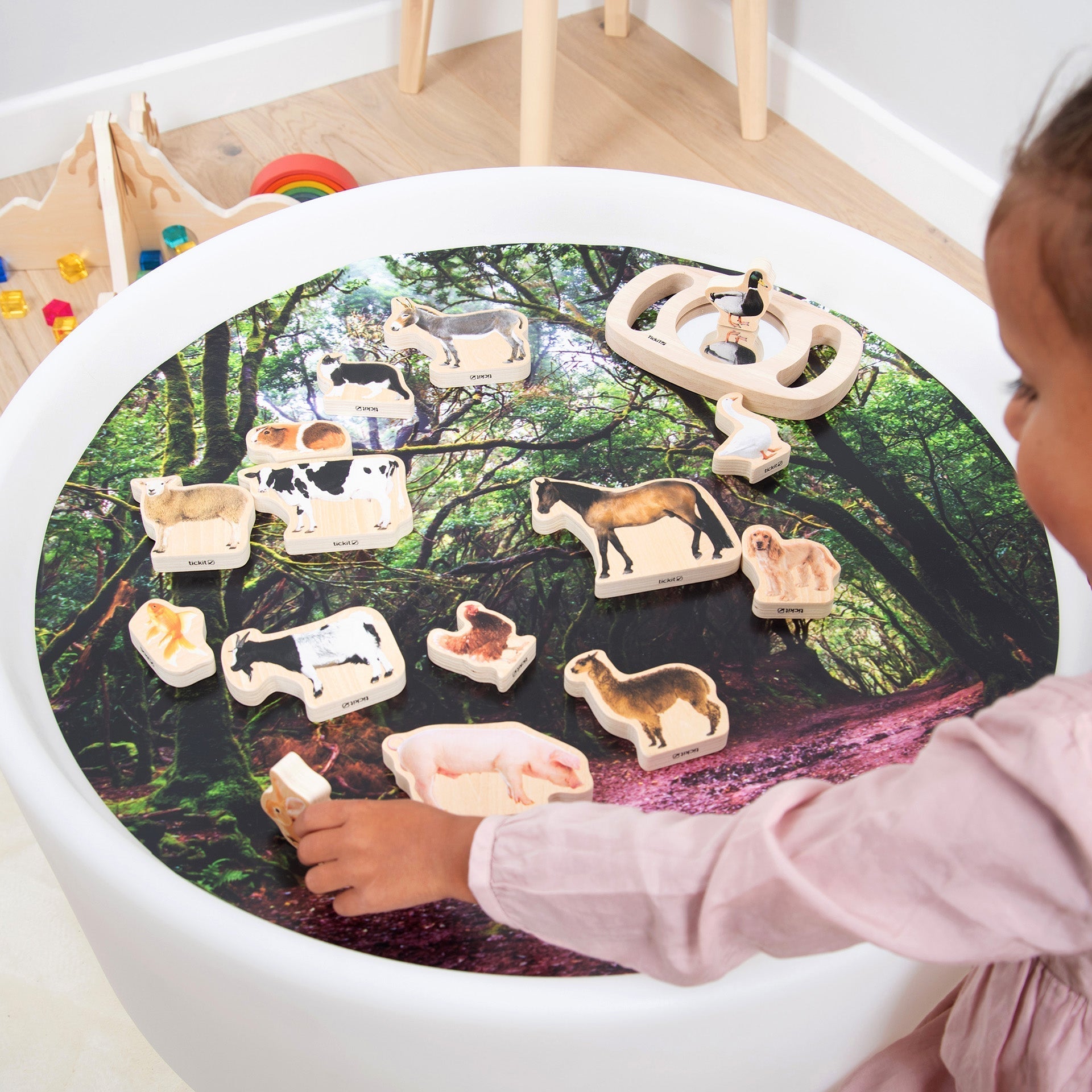 Tickit Wooden Domestic blocchi animali 15 pezzi