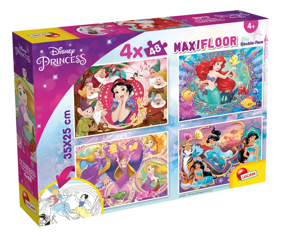 Lisciani Disney Puzzle Df Maxifloor 4x48 Princess da colorare