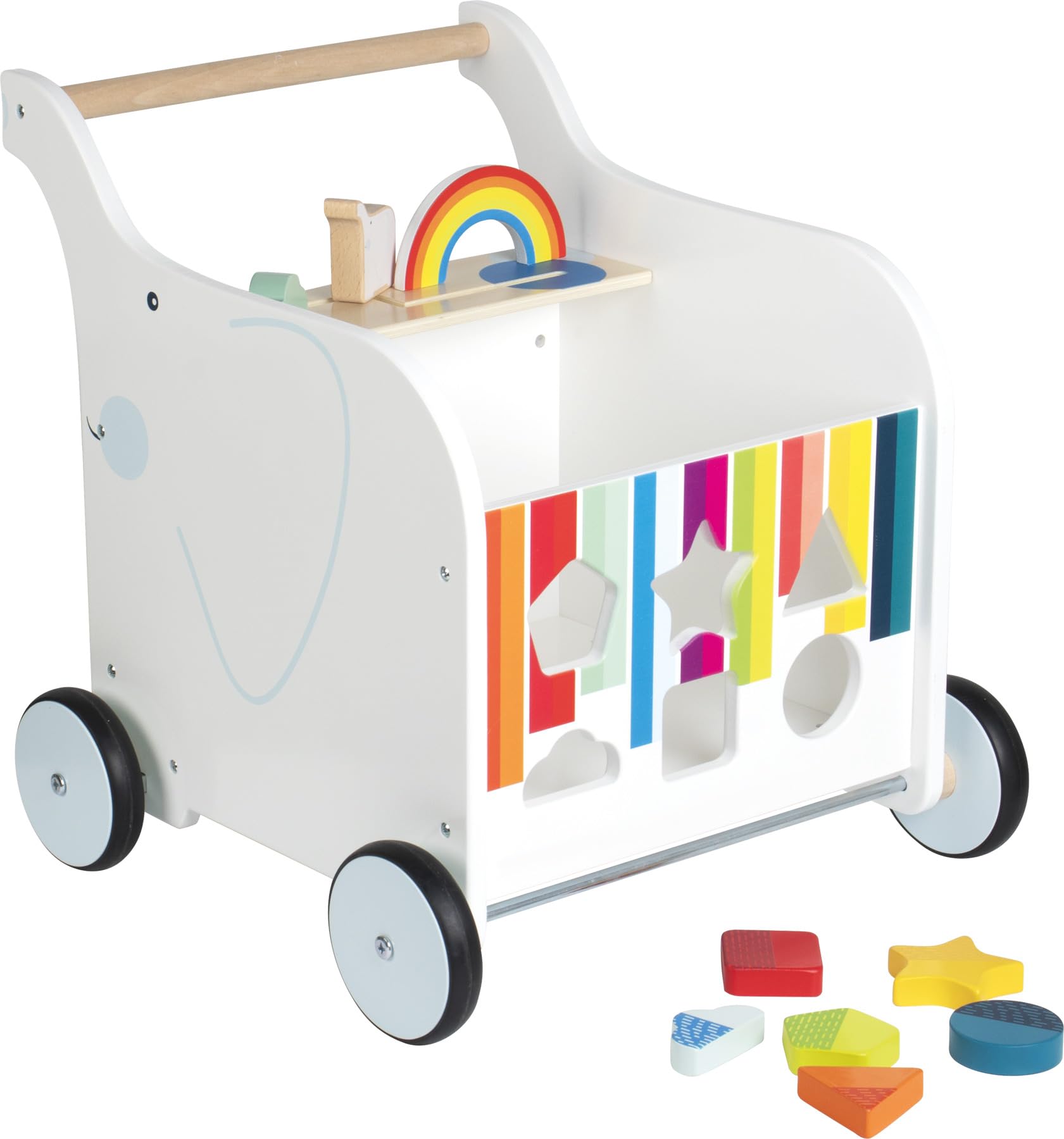 smallfoot 12535 Carrello Primi Passi Elefante in Legno con Freno